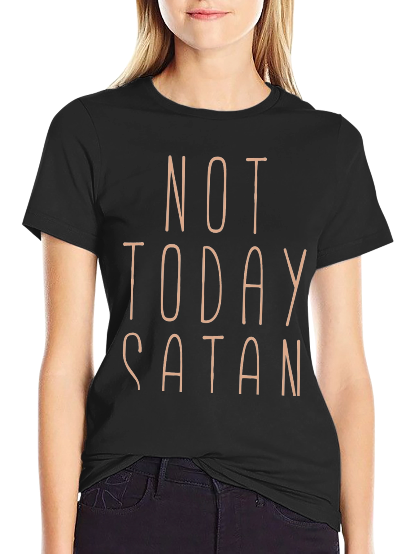 Black Not Today Satan Graphic Tee - Black view 2
