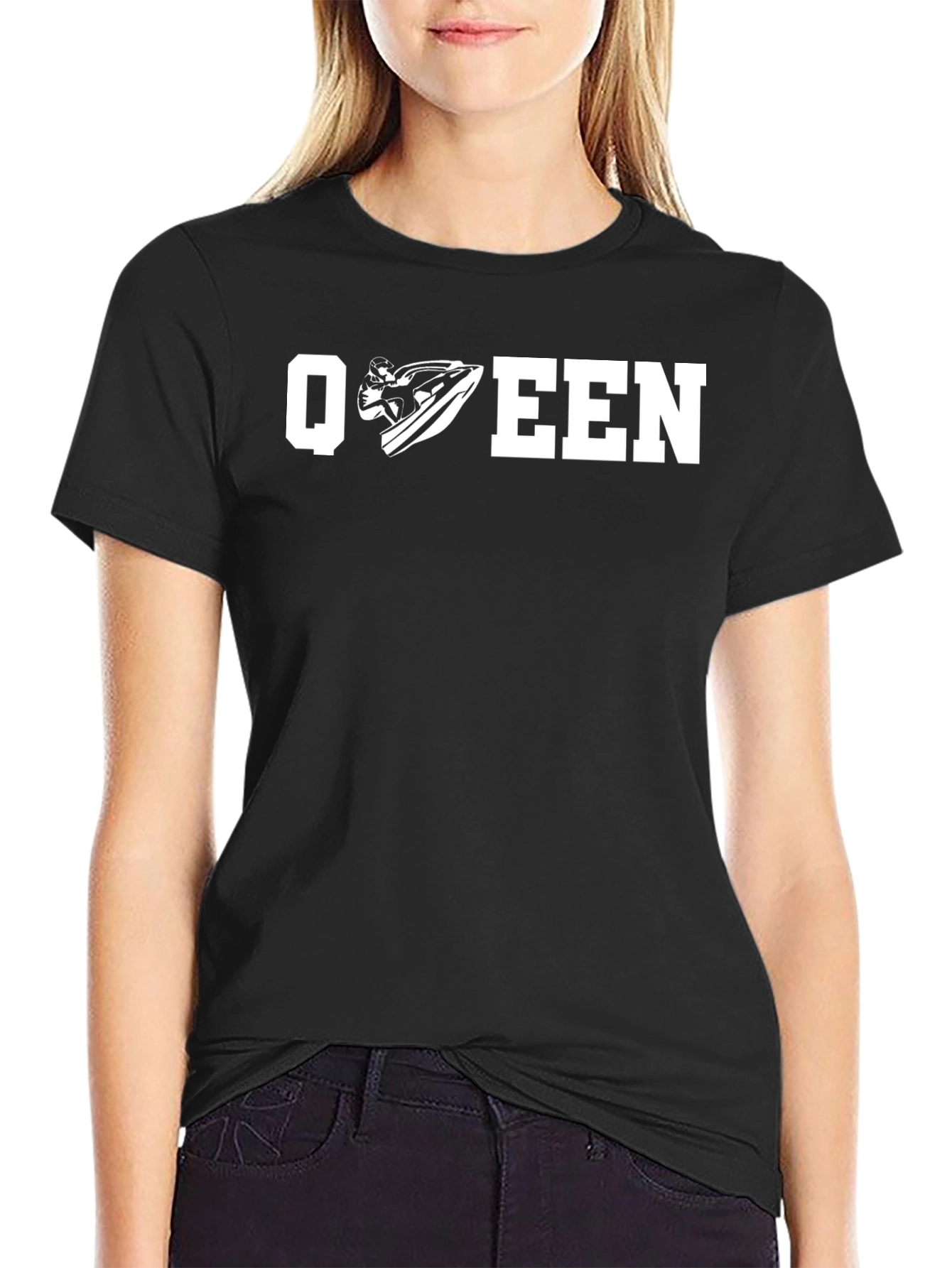 Black Jet Ski Queen T-Shirt - Black Graphic Tee view 2