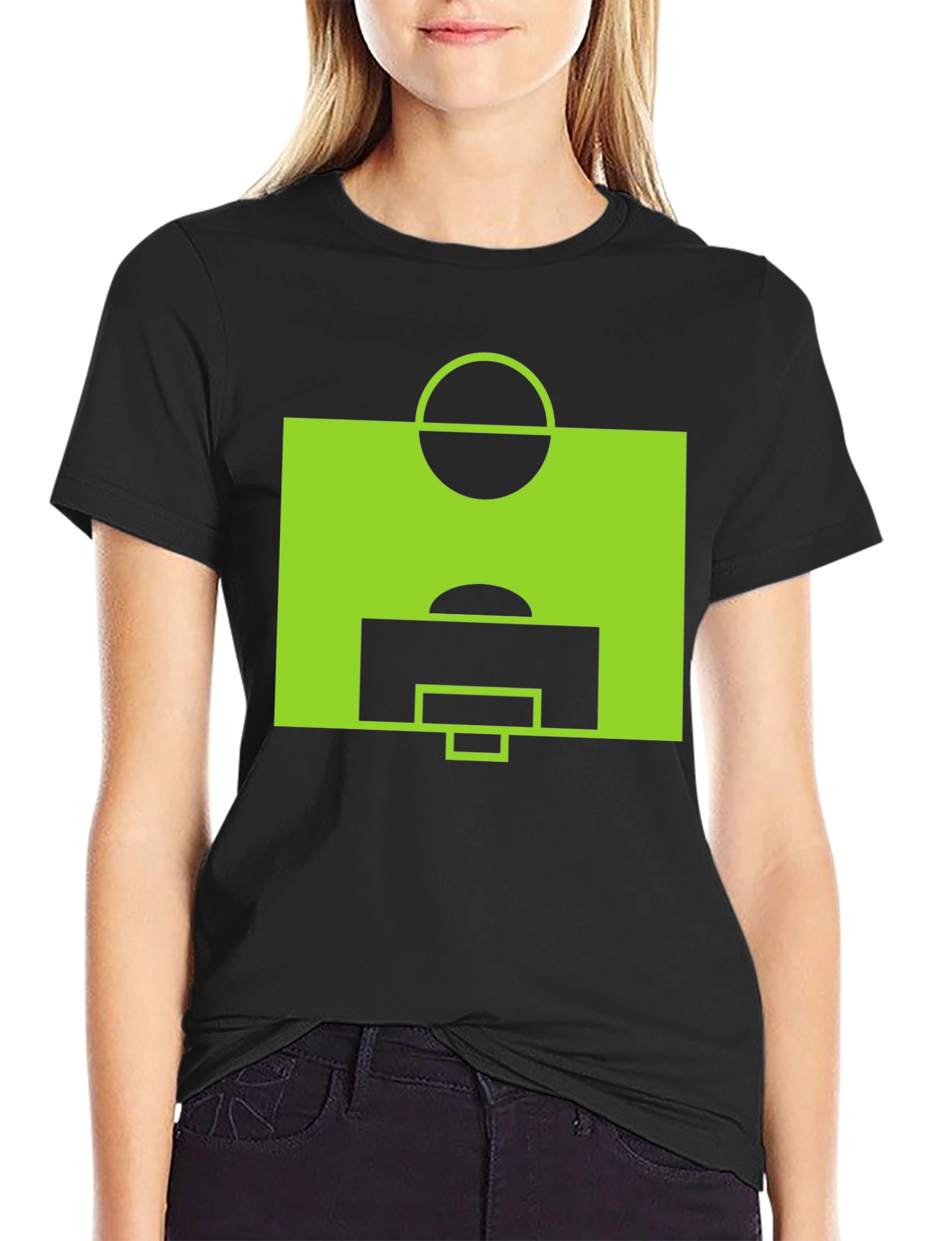 Black Soccer Field Graphic Tee - Black Cotton view 2