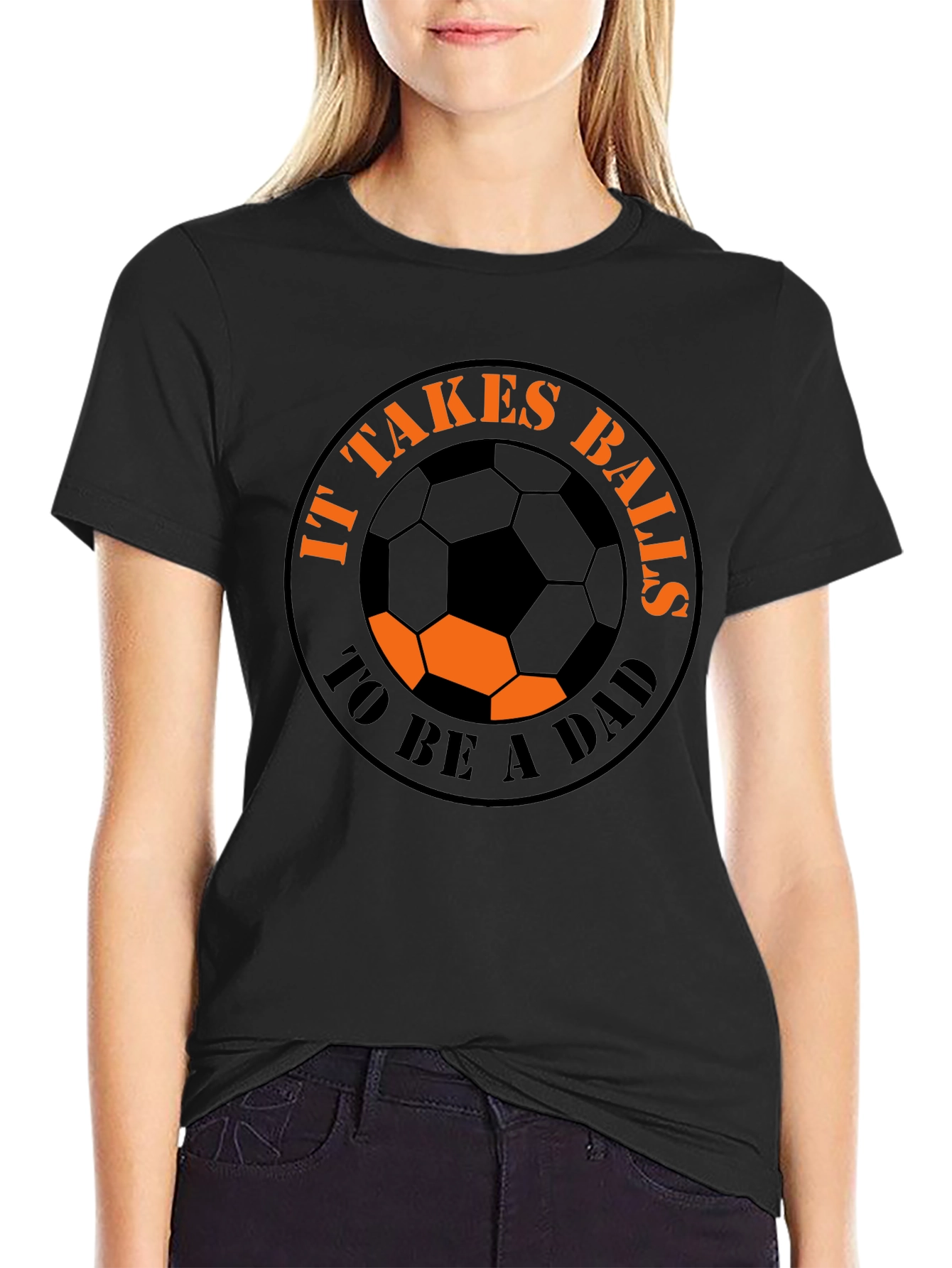 Black It Takes Balls to be a Dad T-Shirt view 2