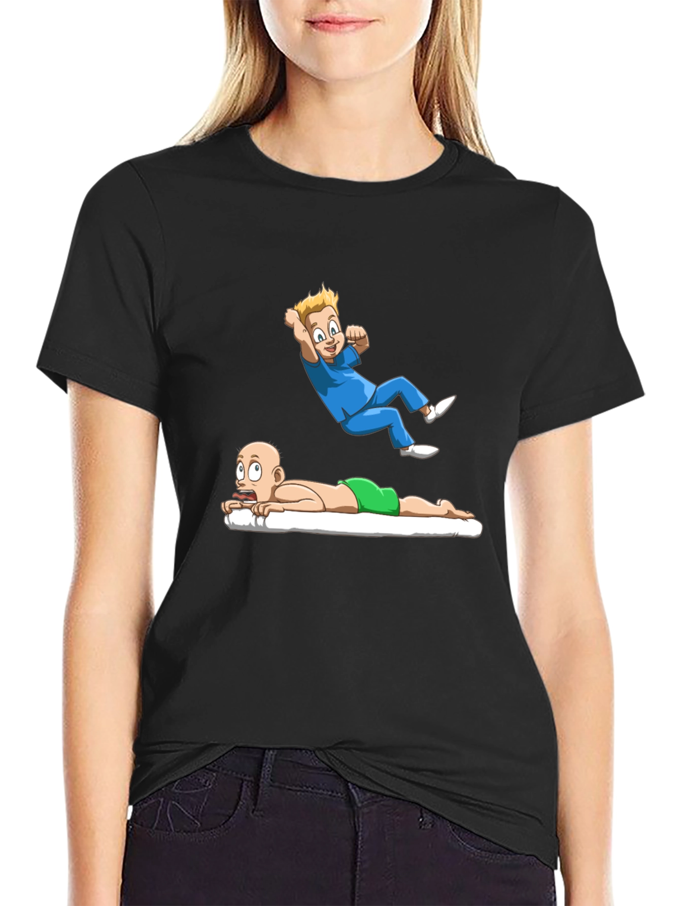 Black Cartoon Graphic Tee - Massage Therapy Humor view 2