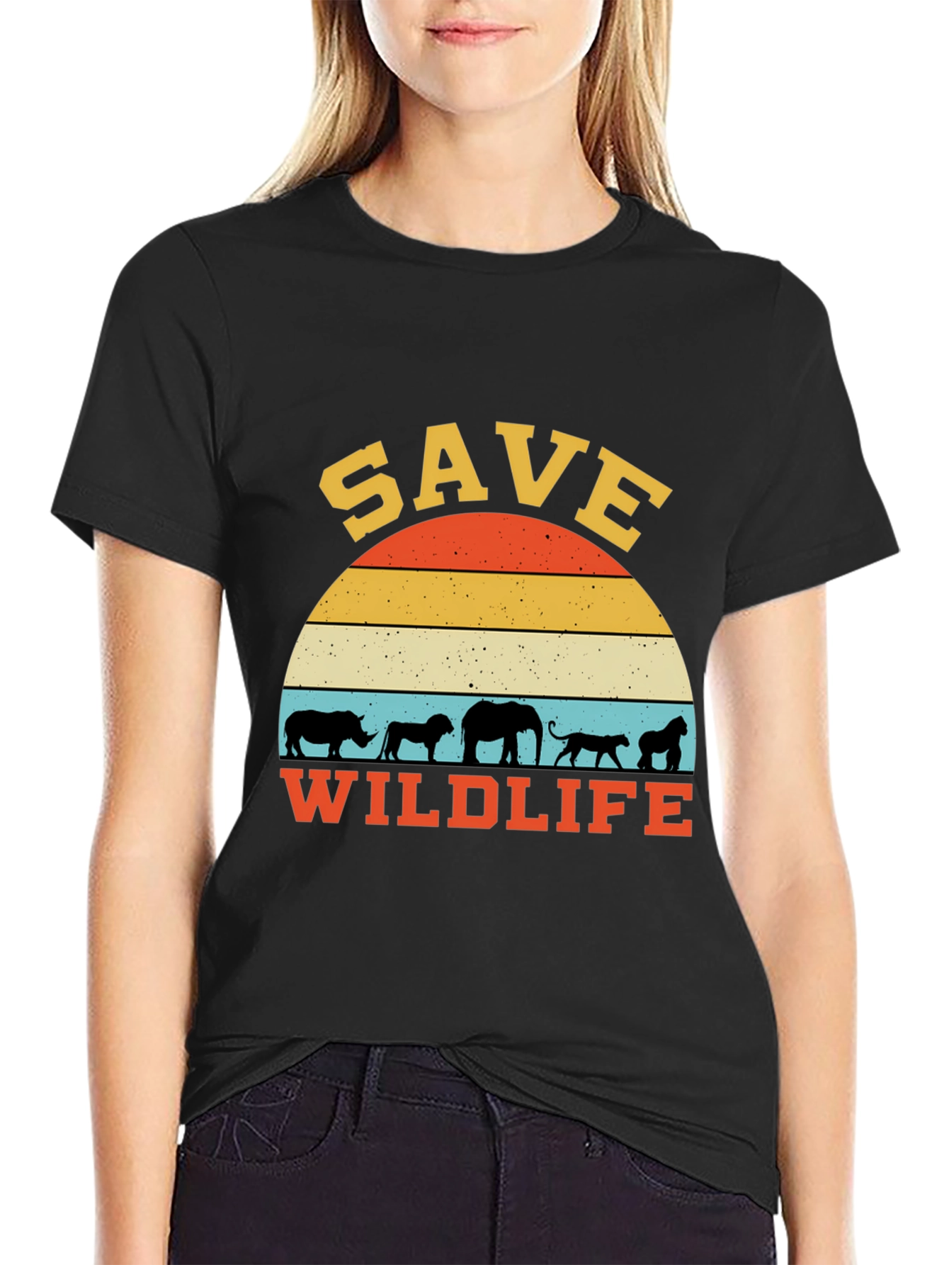 Black Save Wildlife T-Shirt - Graphic Tee view 2