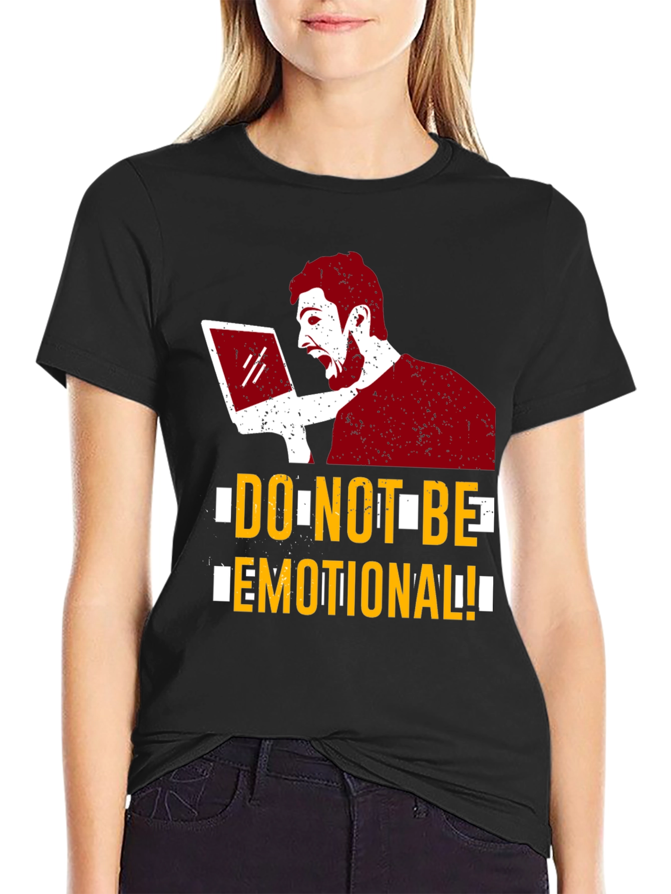 Black Do Not Be Emotional Graphic Tee - Black view 2