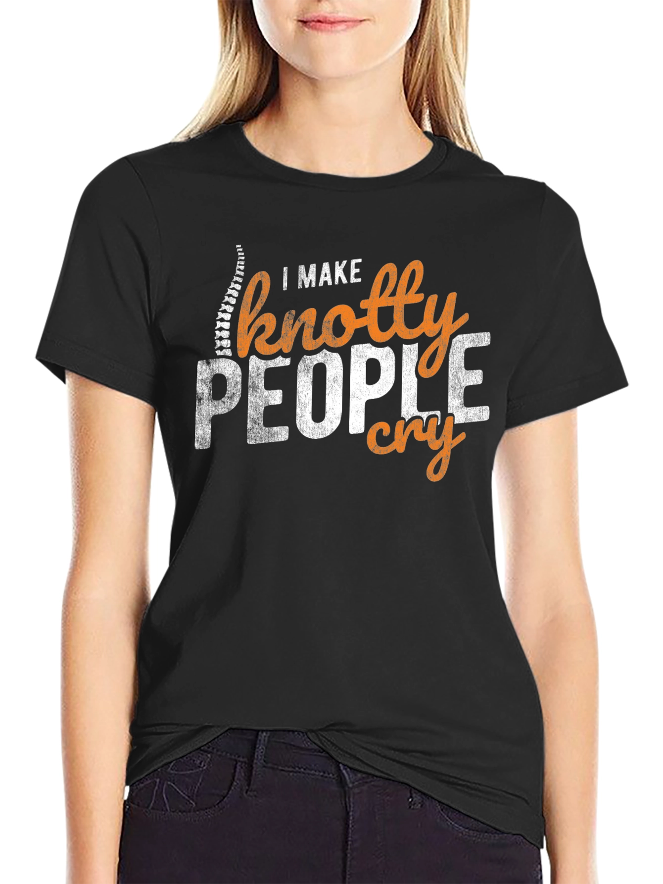 Black Funny Chiropractic T-Shirt - Knotty People view 2