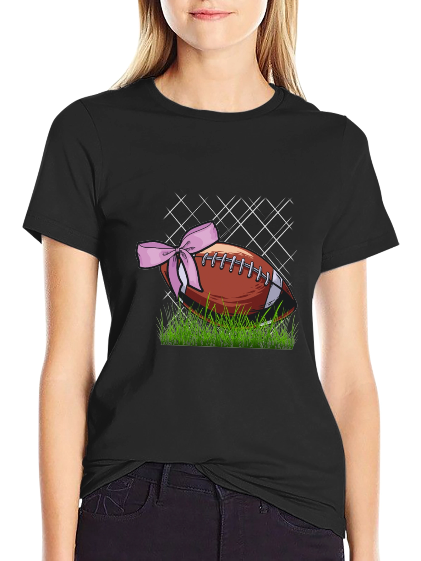 Black Football with Bow Graphic Tee - Men's view 2