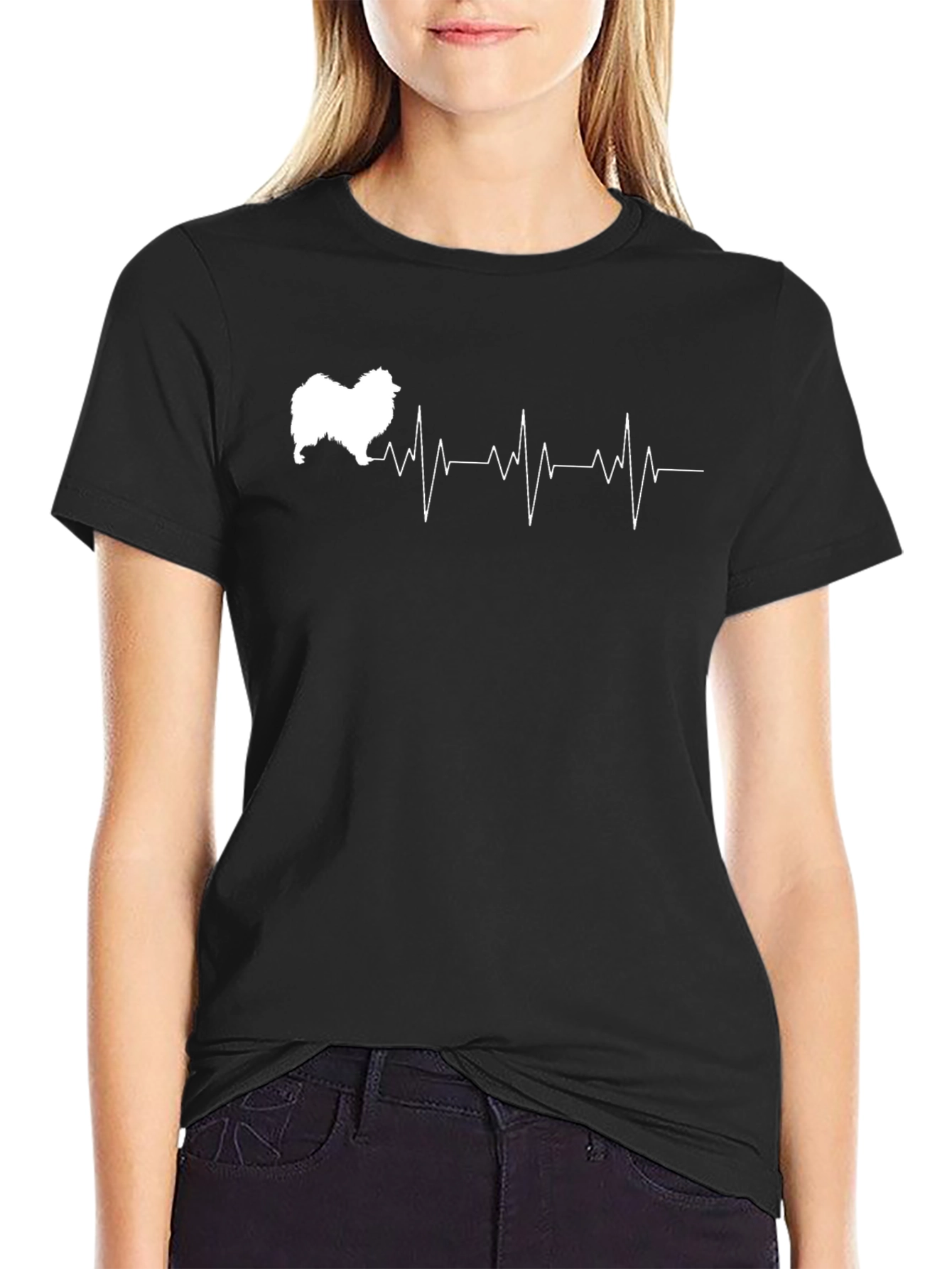 Black Dog Heartbeat Graphic Tee - Black Cotton T-Shirt view 2