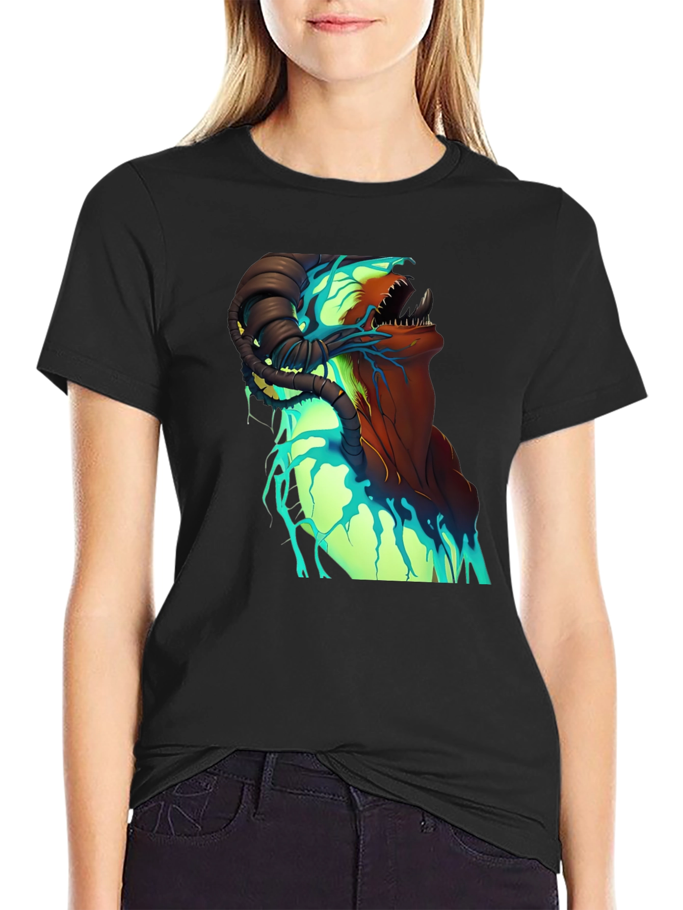 Black Monster Graphic T-Shirt - Unique Design view 2