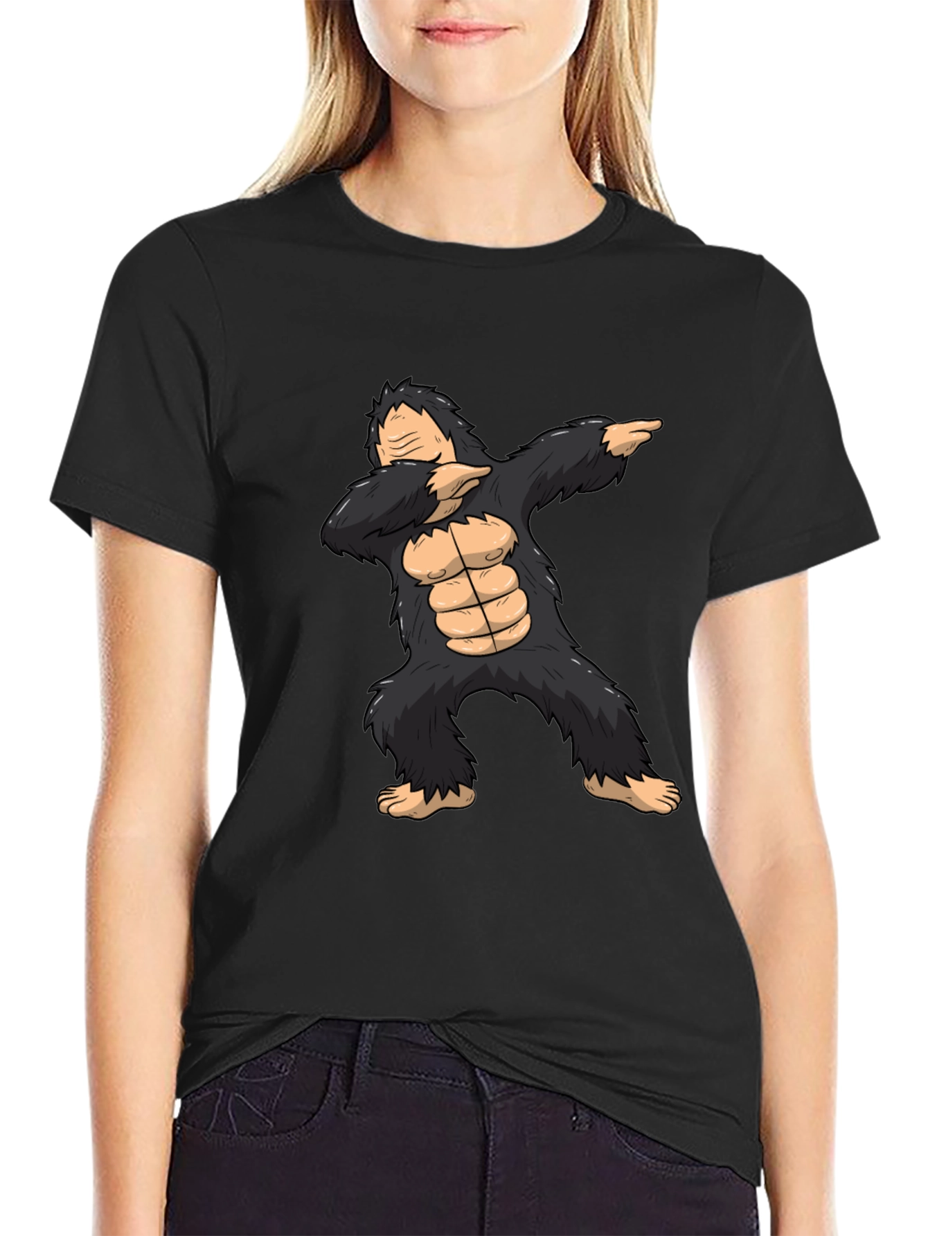Black Dabbing Gorilla Graphic Tee - Black view 2