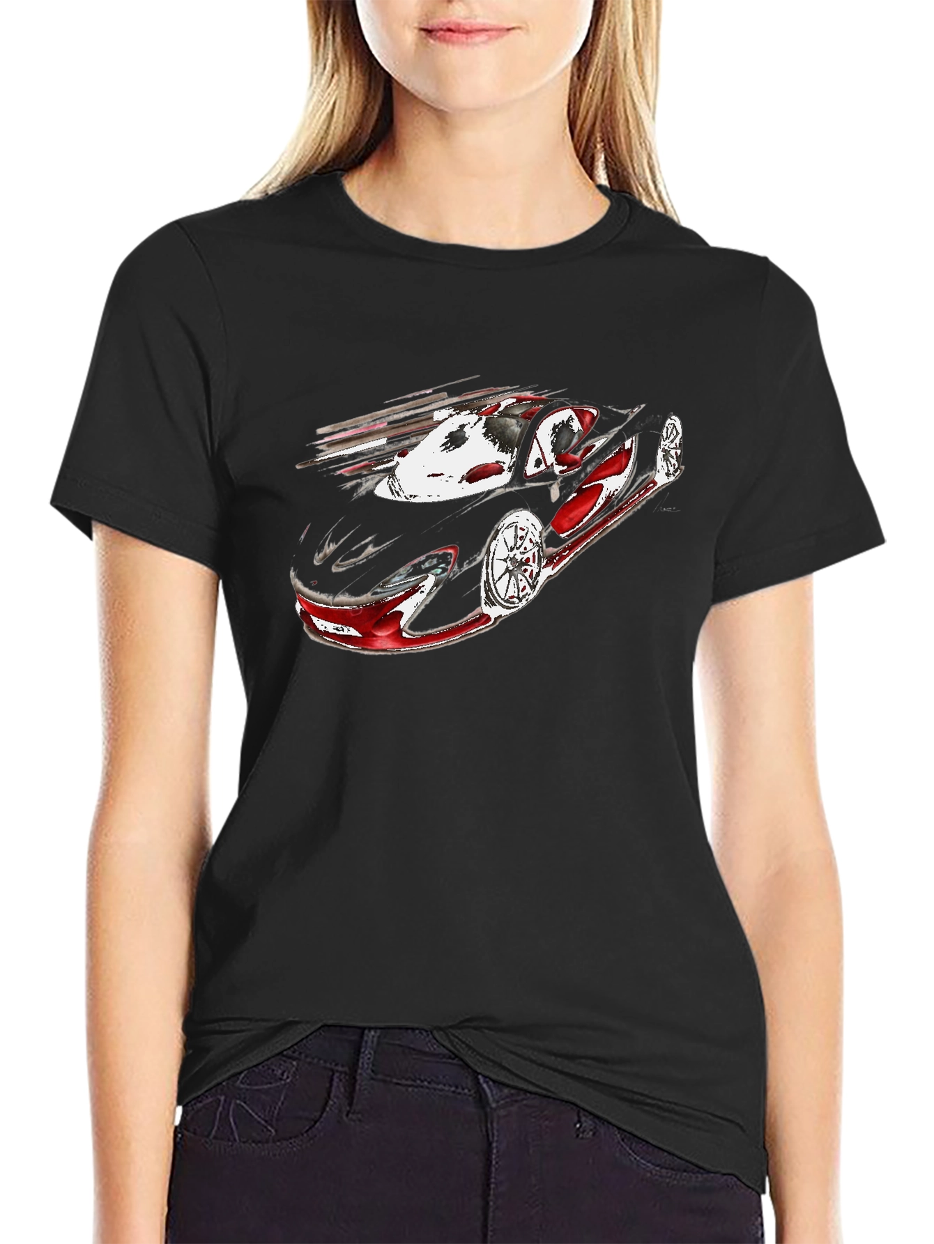 Black Sleek Black Car Graphic Tee - Motorsport Fashion view 2