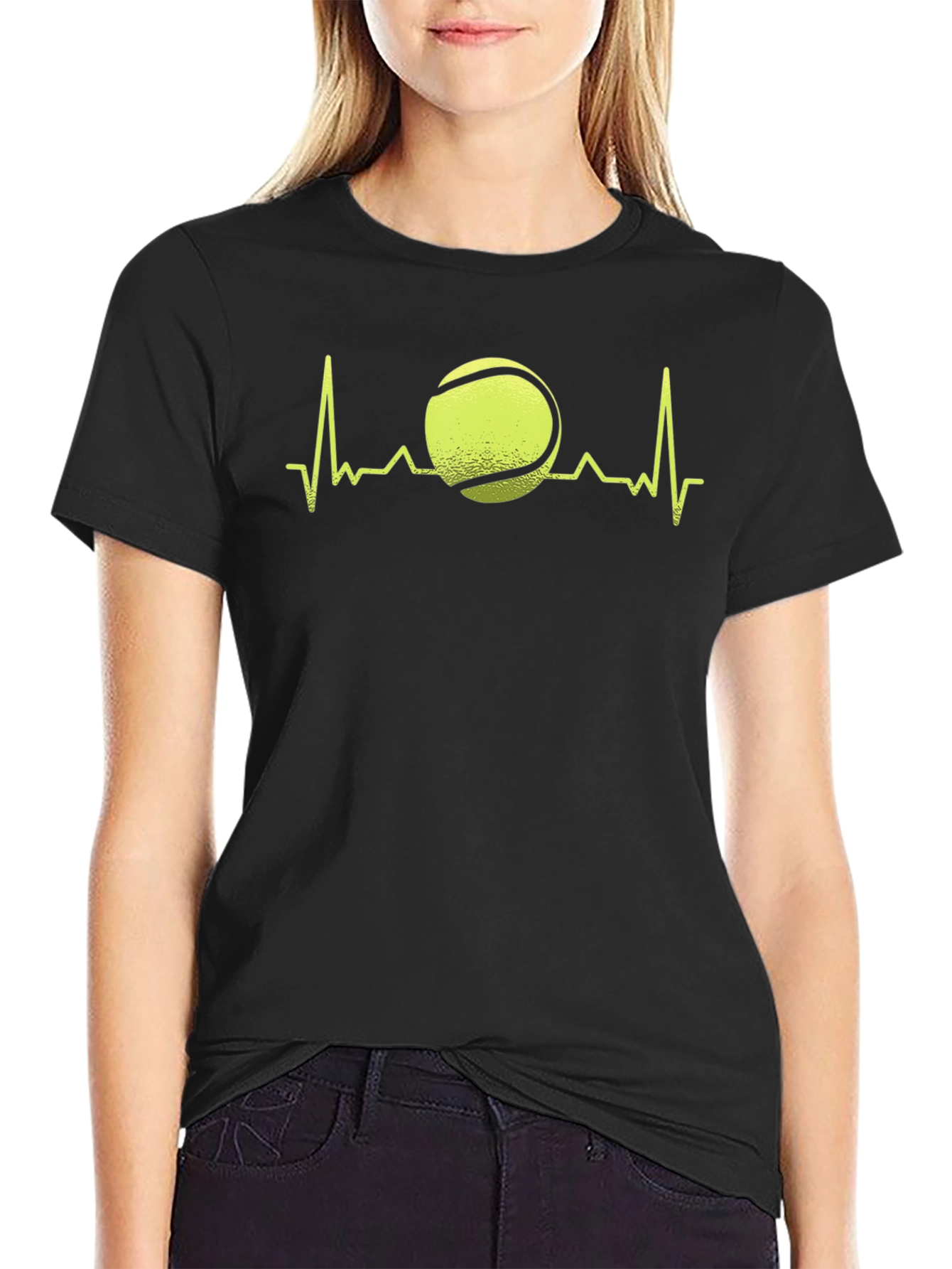 Black Tennis Heartbeat Graphic Tee view 2