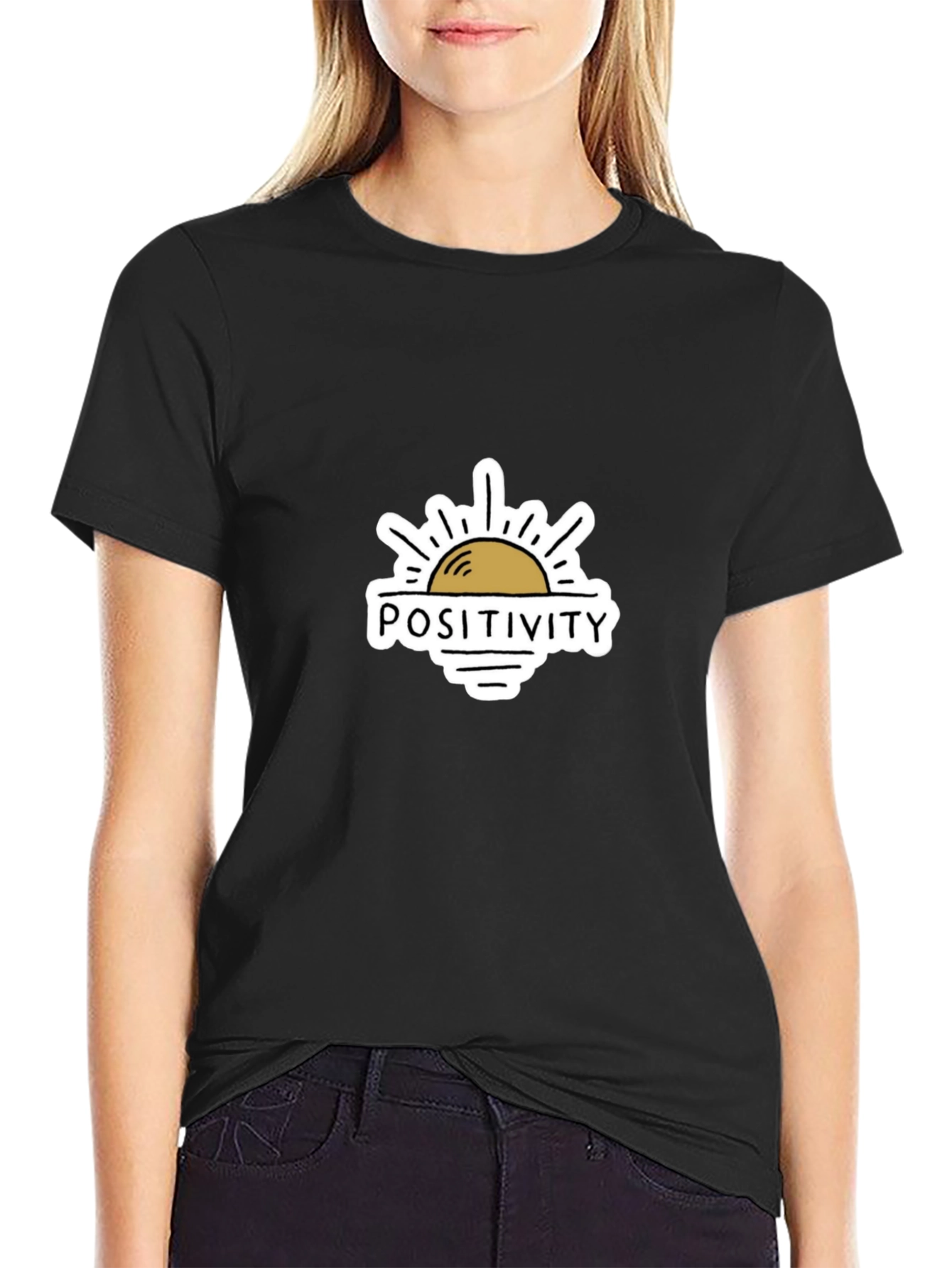 Black Positivity Sun Graphic T-Shirt - Mens Black Tee view 2