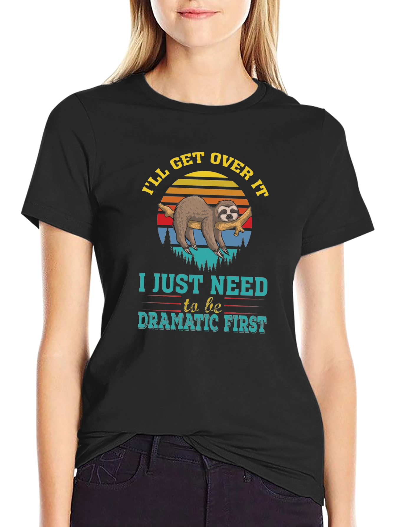Black Dramatic Sloth T-Shirt - I'll Get Over It view 2