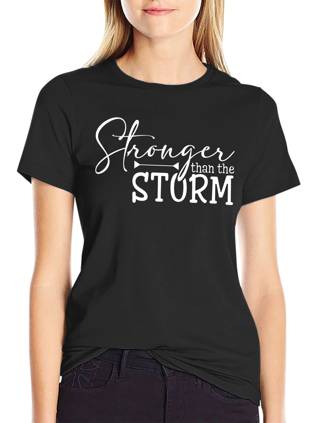 Black Stronger Than The Storm Black Graphic Tee view 2
