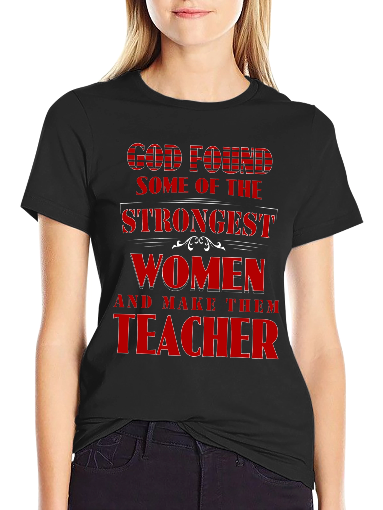 Black Strong Women Teacher T-Shirt, God Found view 2