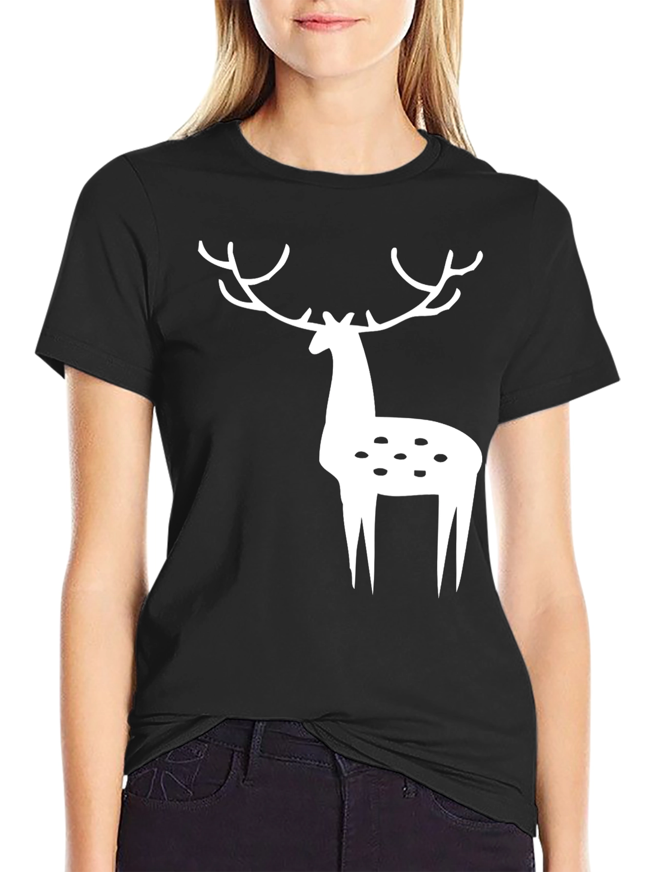 Black Deer Graphic Tee - Black Casual Shirt view 2