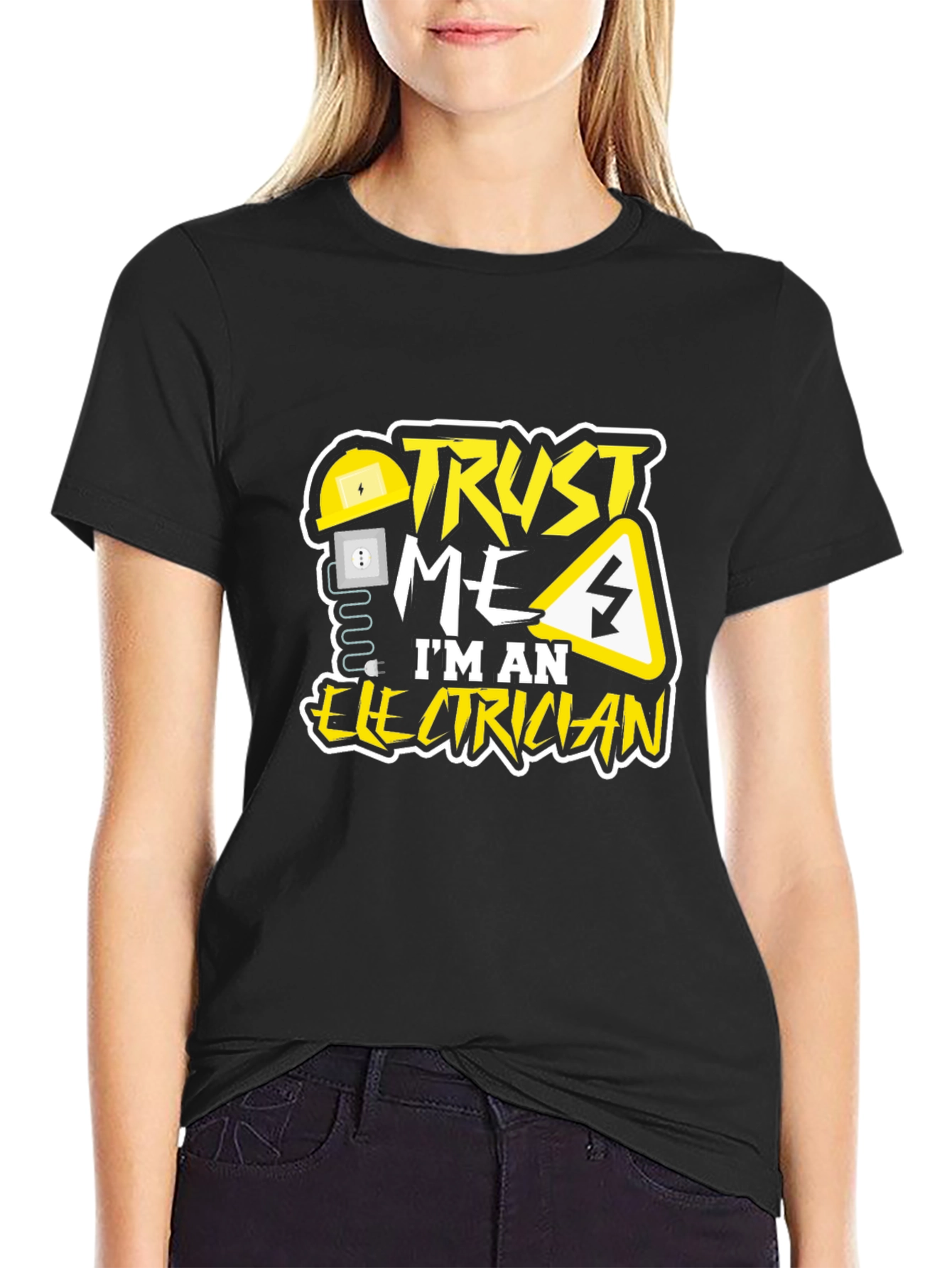 Black Trust Me I'm An Electrician T-Shirt view 2