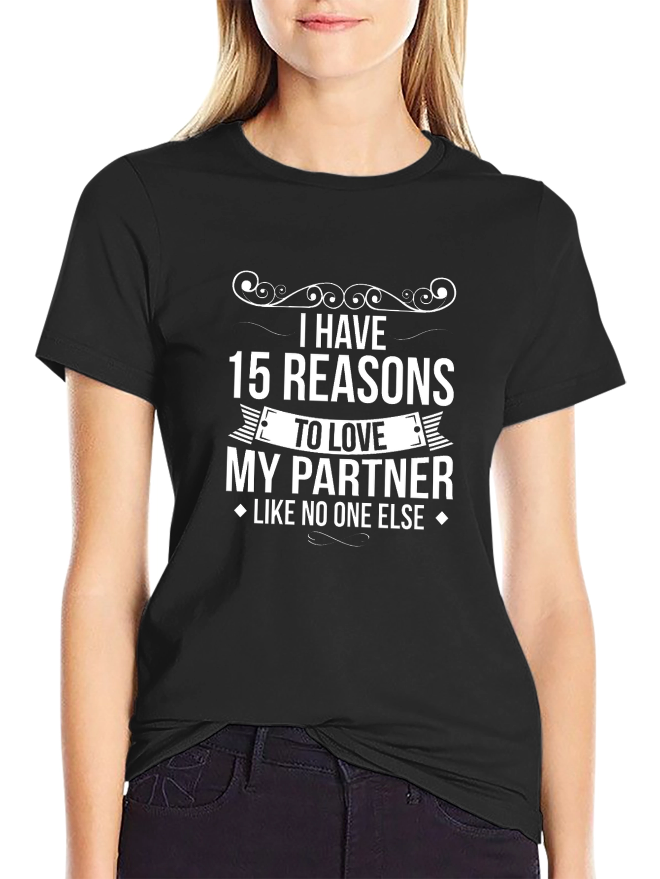 Black Reasons to Love My Partner Black T-Shirt view 2