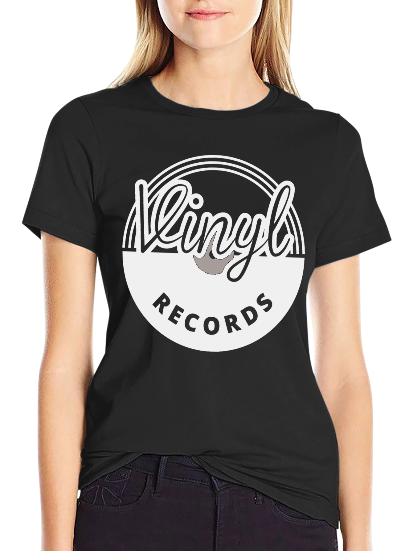 Black Vinyl Records Graphic Tee - Retro Music Lover Shirt view 2