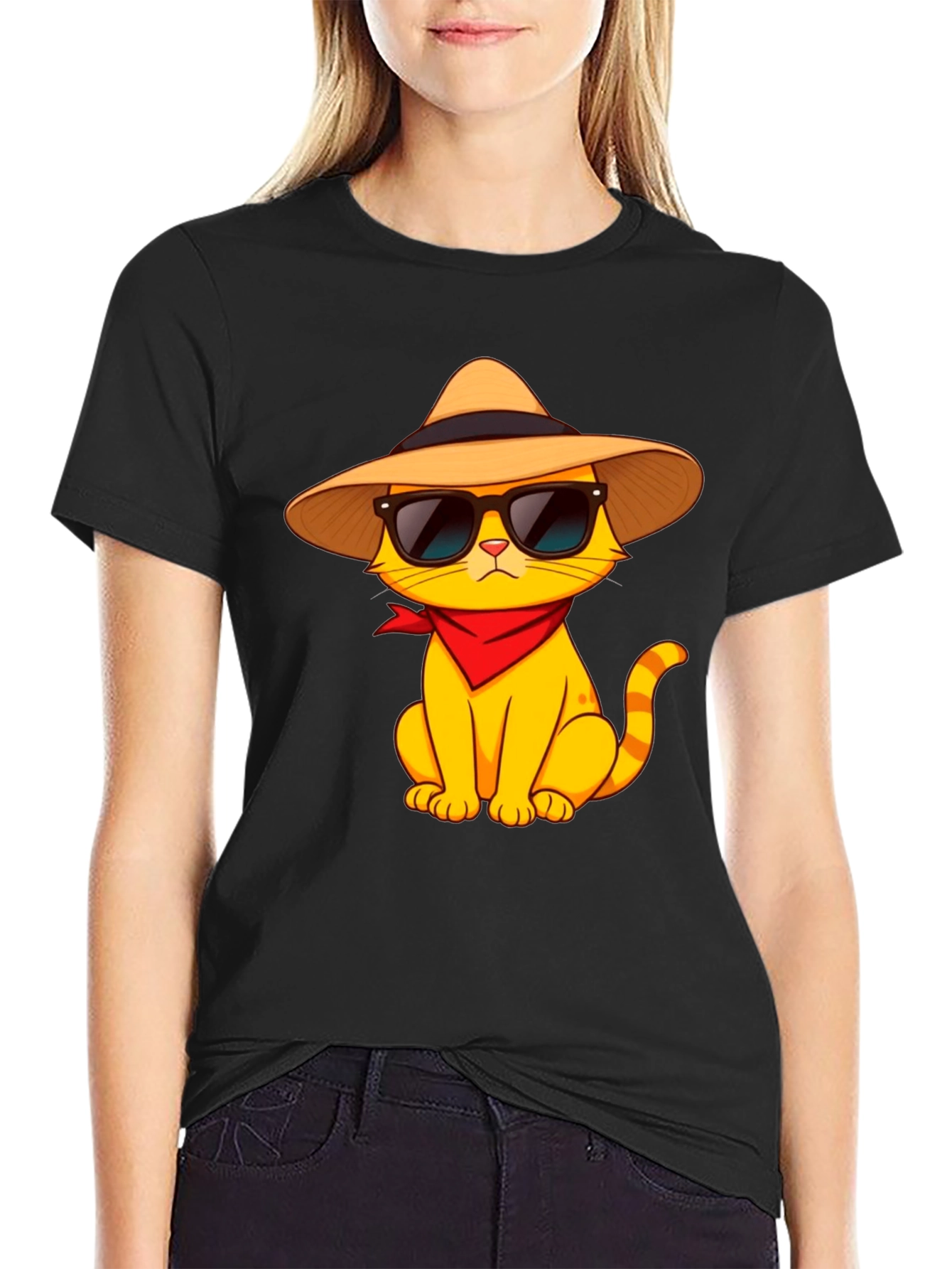 Black Cool Cat T-Shirt - Stylish Graphic Tee view 2