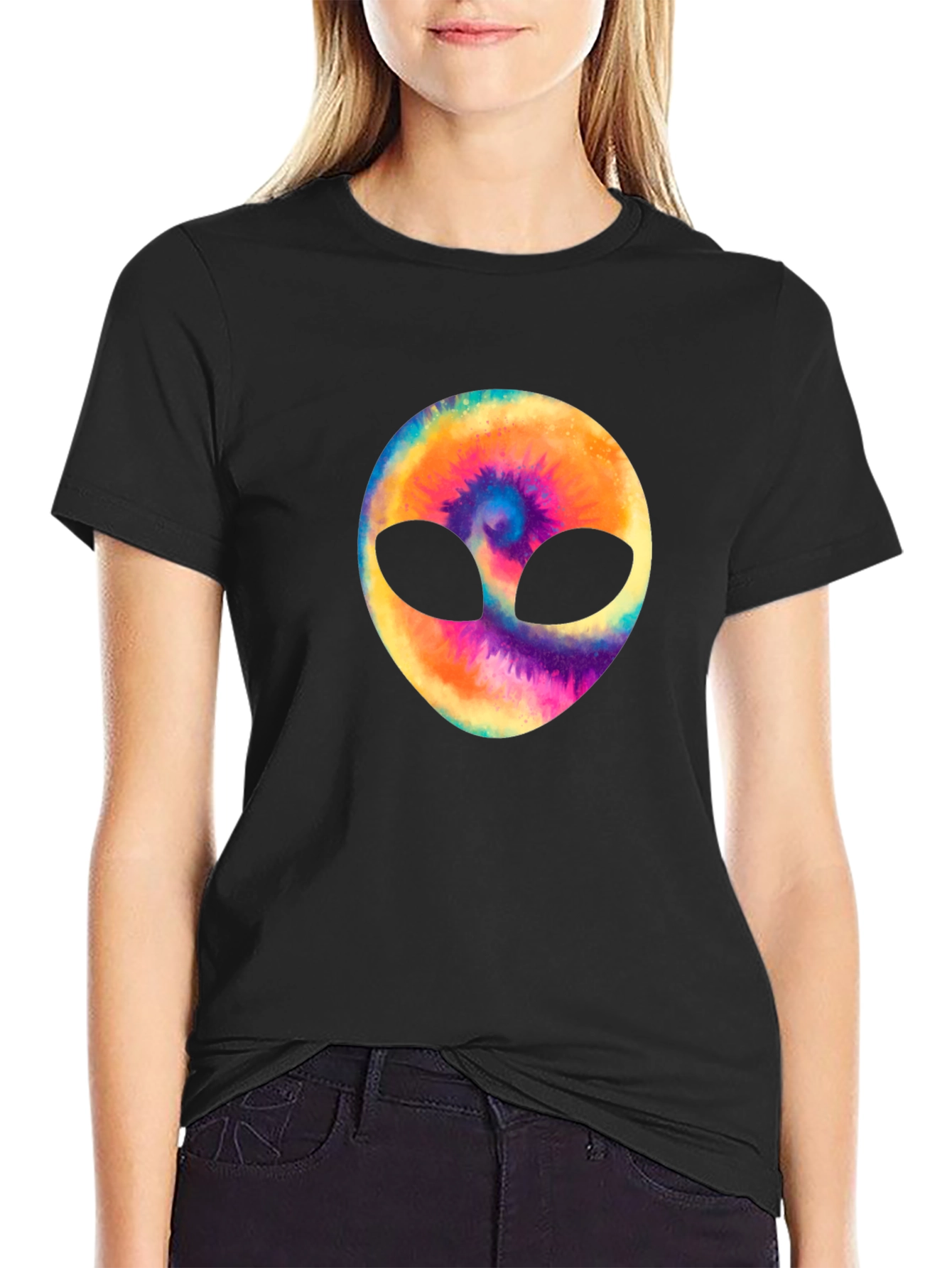 Black Alien Tie-Dye Graphic Tee - Black view 2