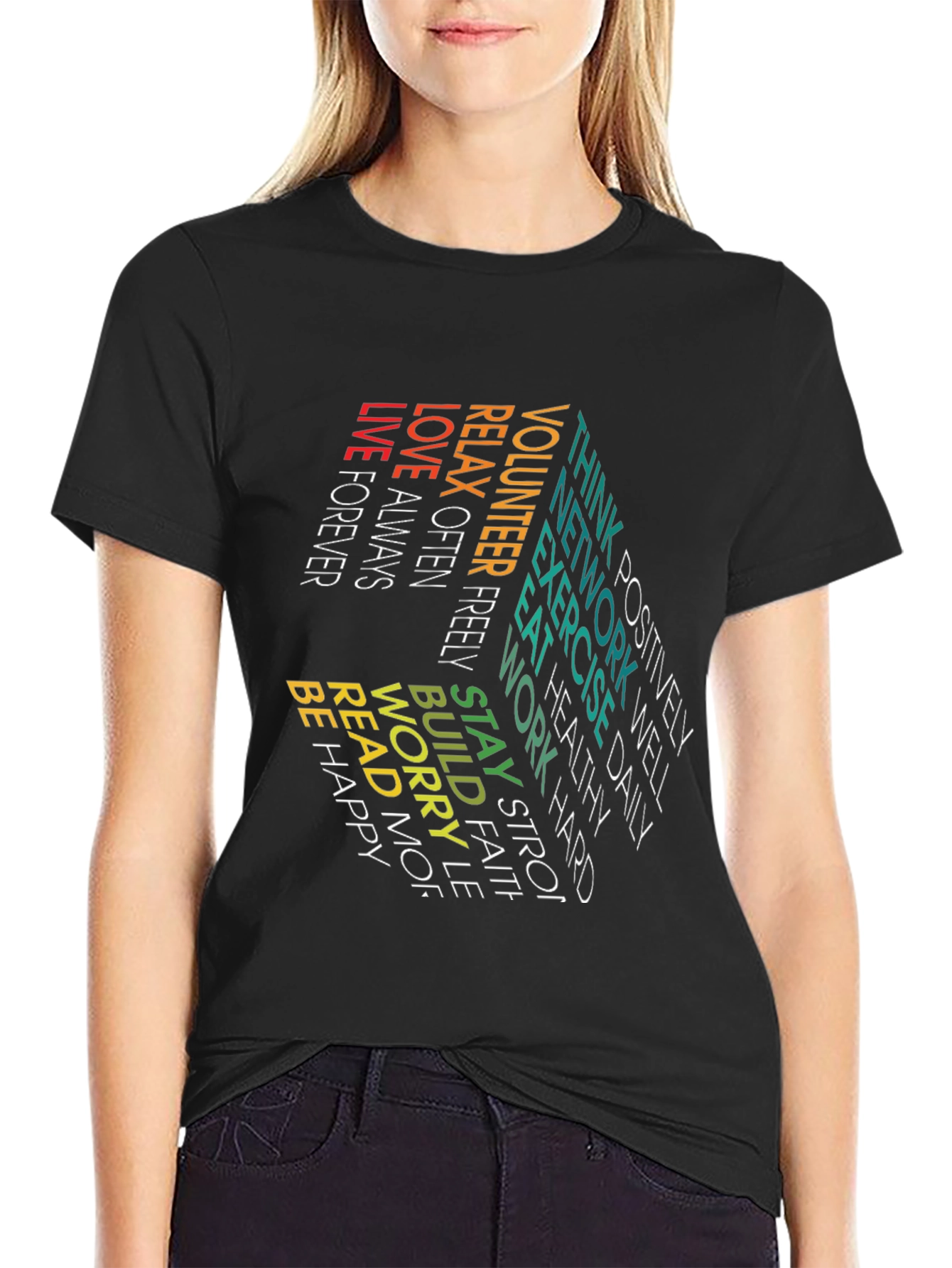 Black Inspirational Word Art T-Shirt view 2
