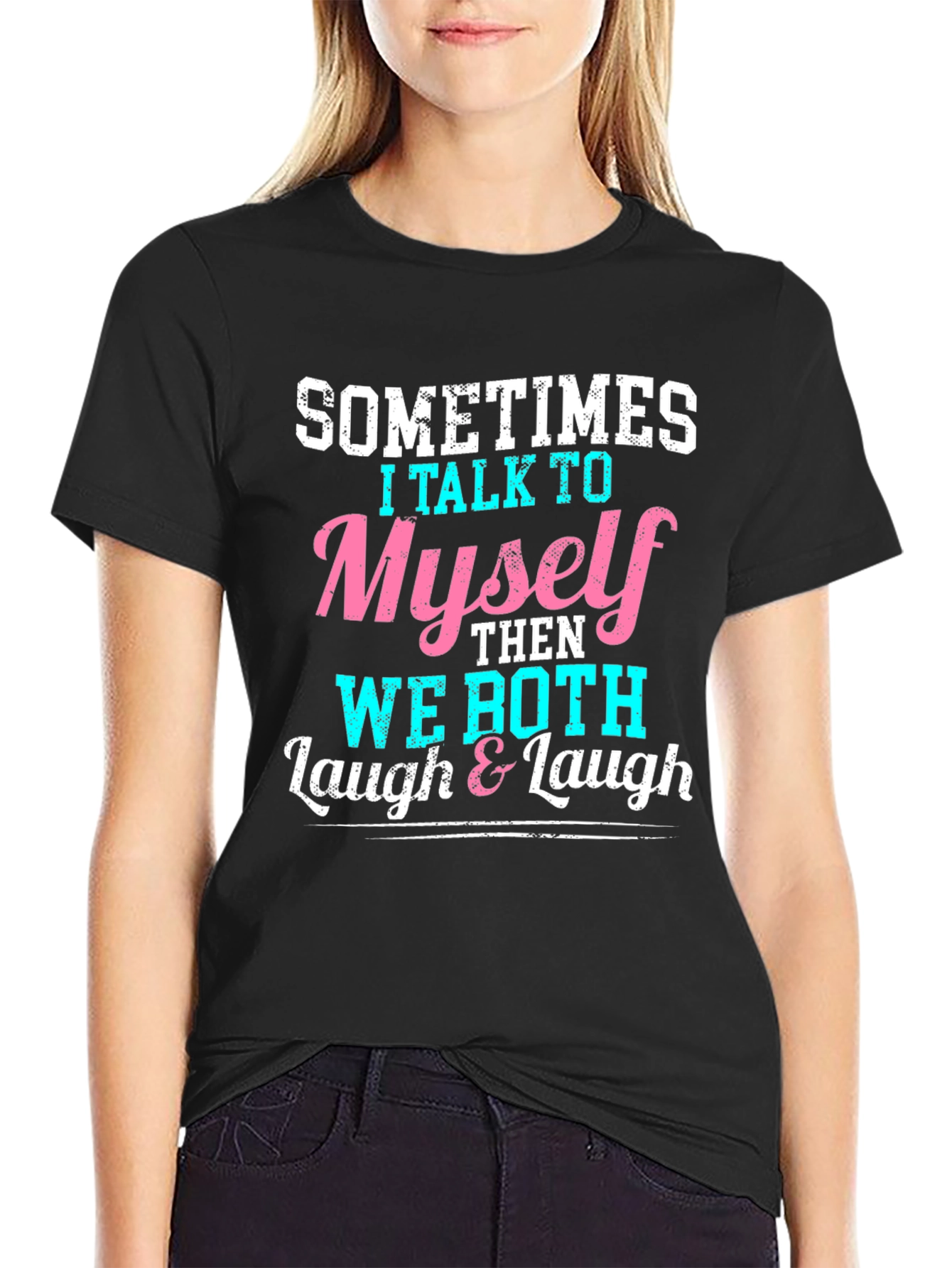 Black Sometimes I Talk to Myself Graphic Tee view 2