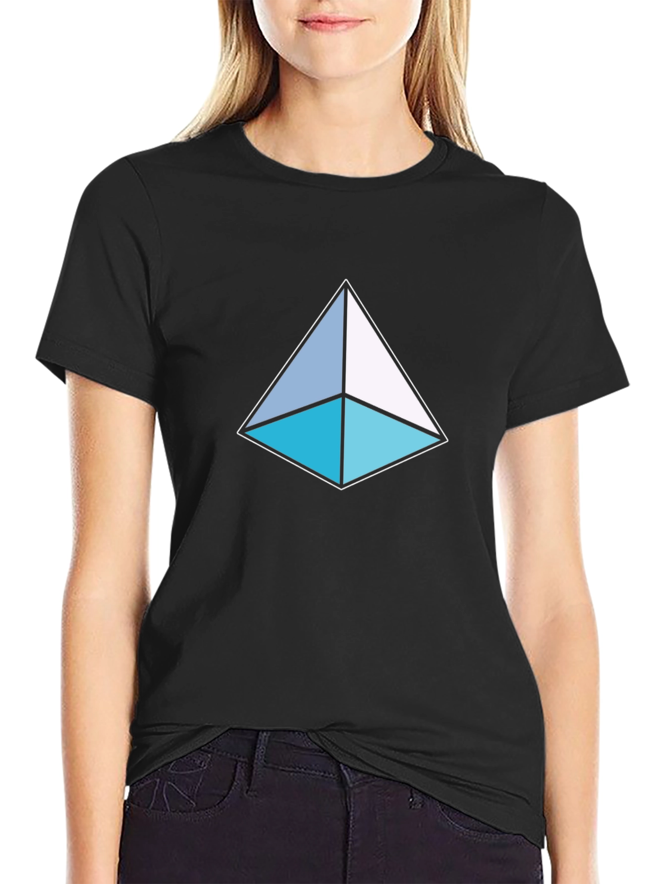 Black Geometric Triangle T-Shirt - Modern Design view 2