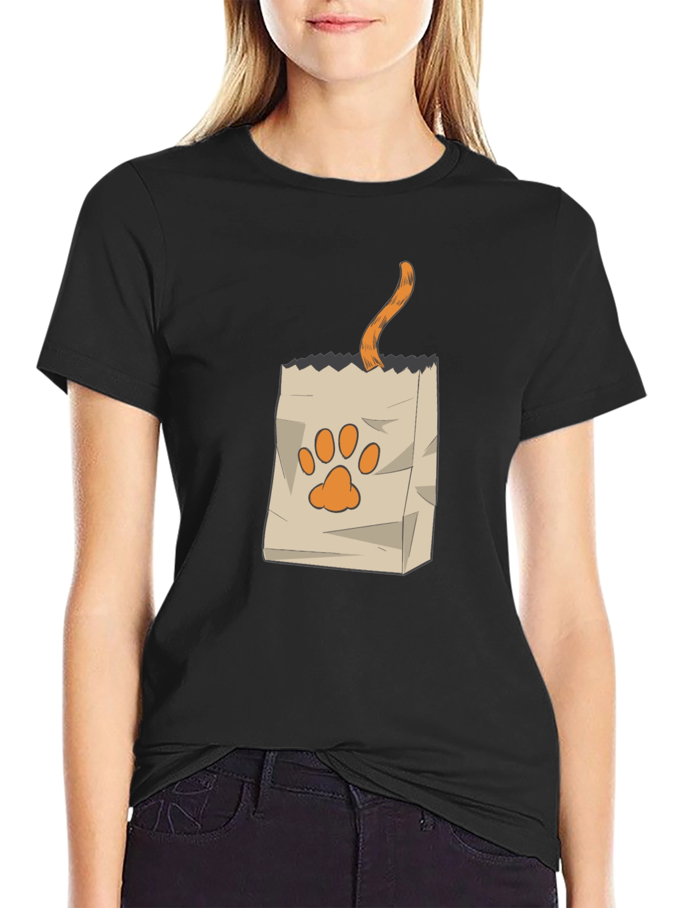 Black Cat in Bag Graphic Tee - Funny Pet Lover Shirt view 2