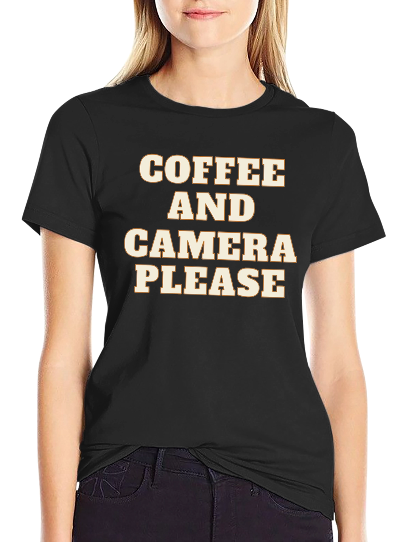 Black Coffee and Camera Please Graphic Tee view 2