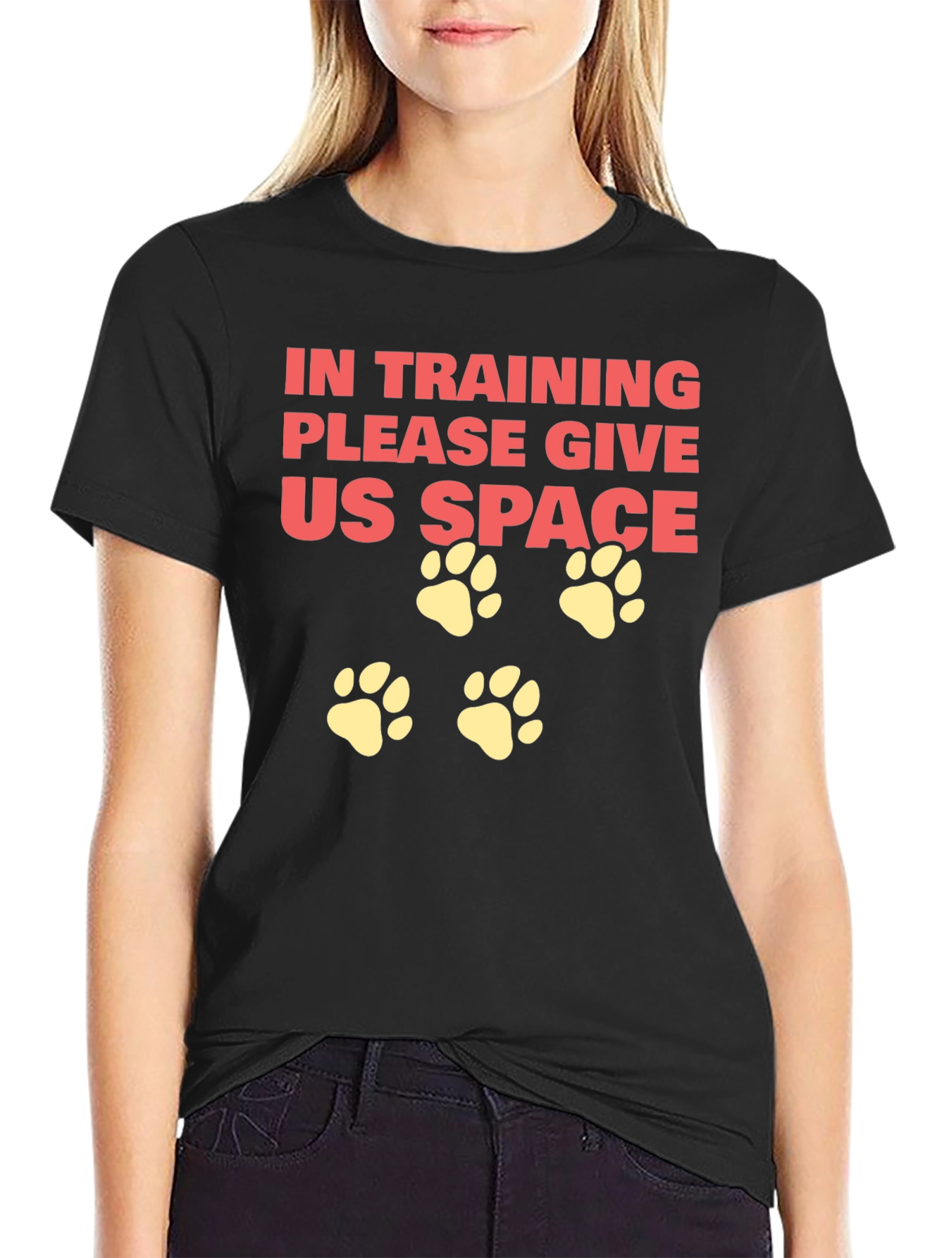 Black In Training Dog Paw Print T-Shirt view 2