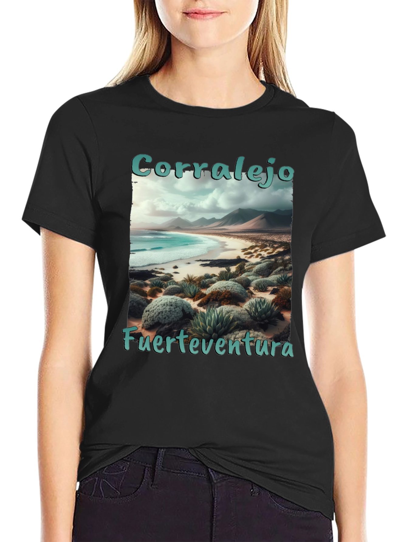 Black Corralejo Fuerteventura Beach T-Shirt view 2