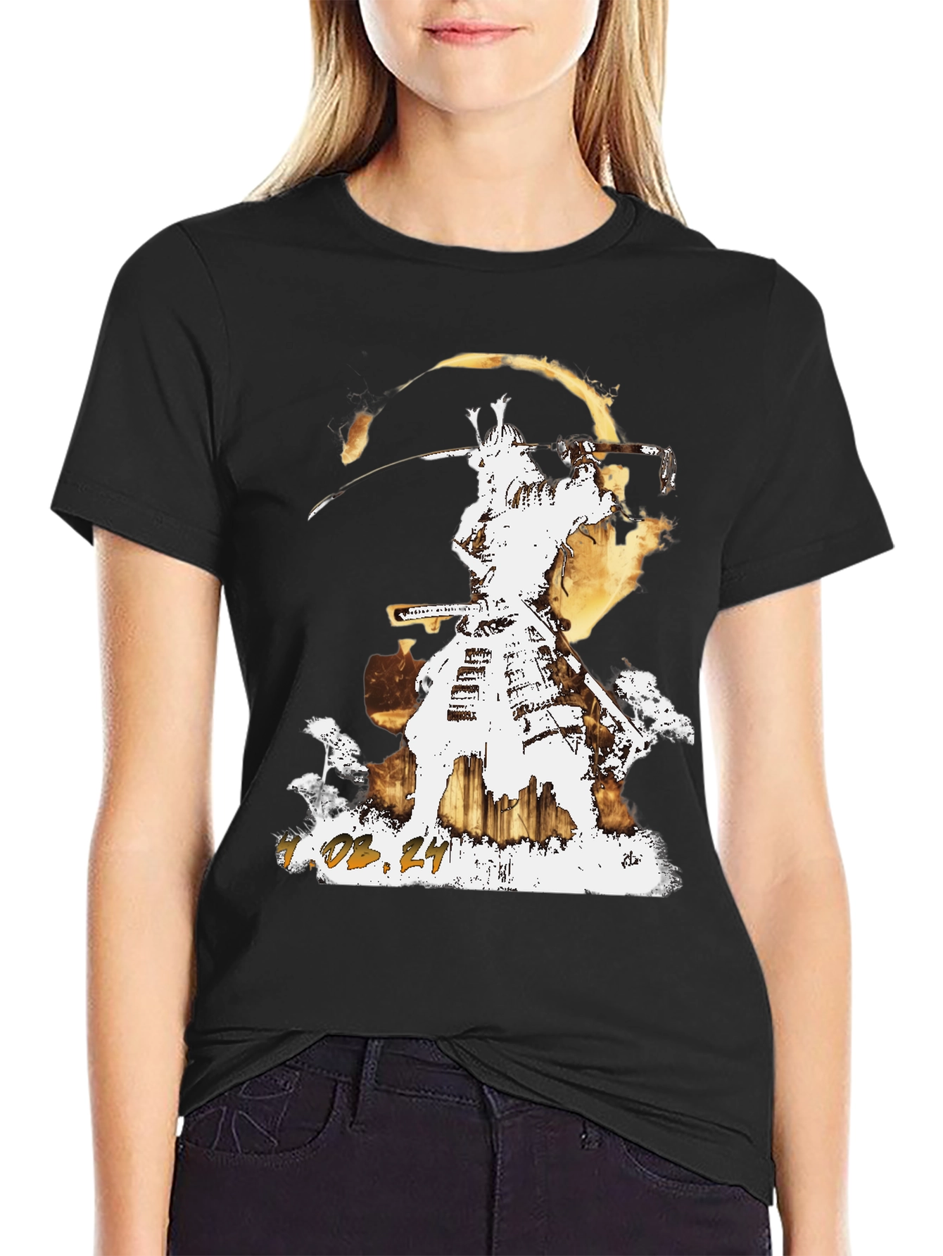 Black Samurai Graphic T-Shirt - Men's Short Sleeve Crew Neck Tee view 2