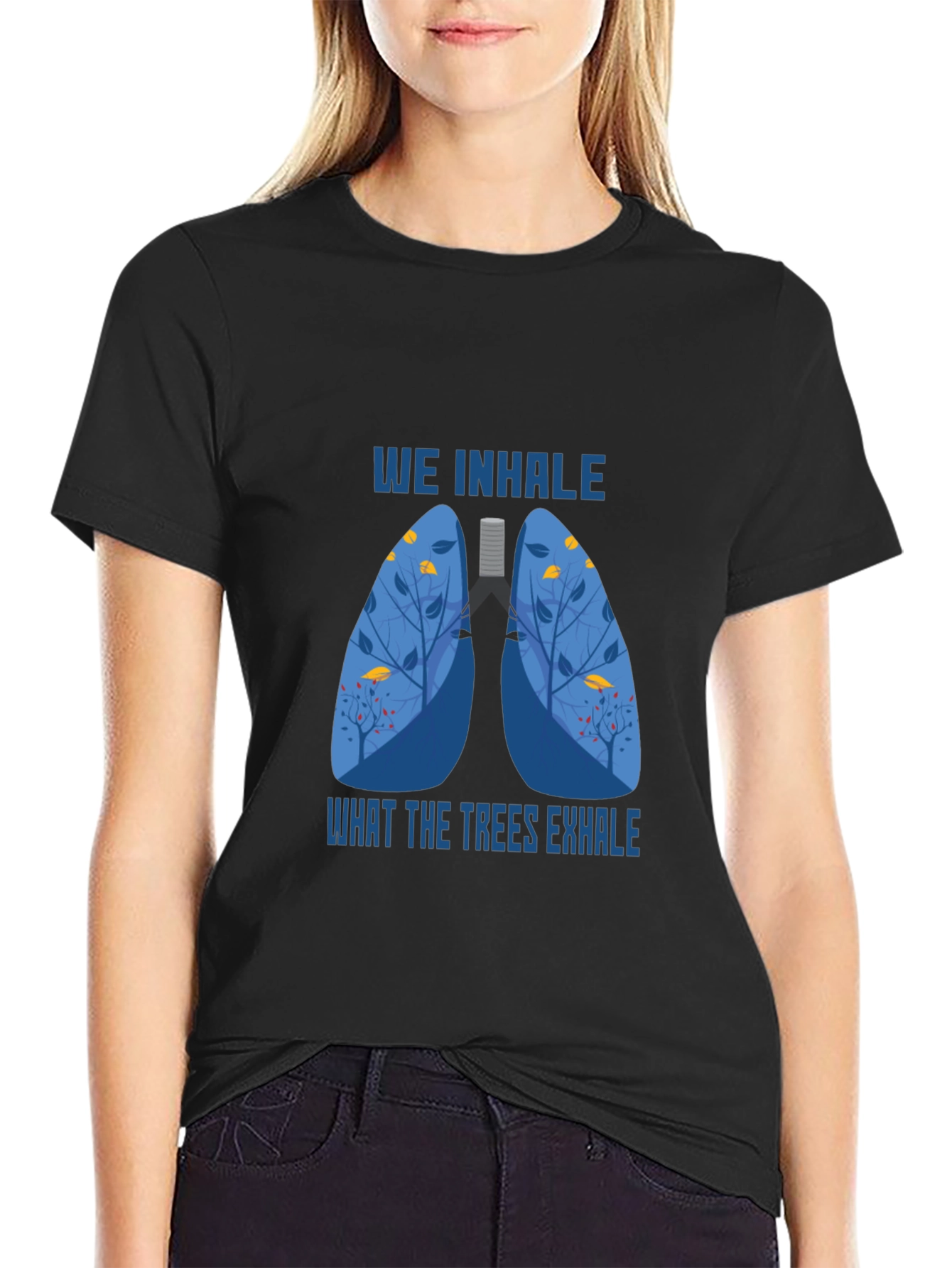 Black Nature Lungs Graphic Tee - We Inhale What Trees Exhale view 2