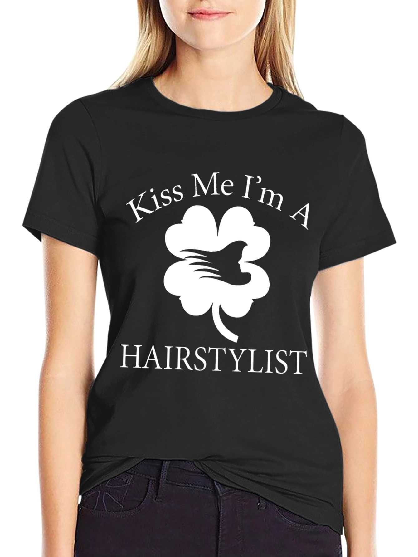 Black Kiss Me I'm A Hair Stylist T-Shirt view 2