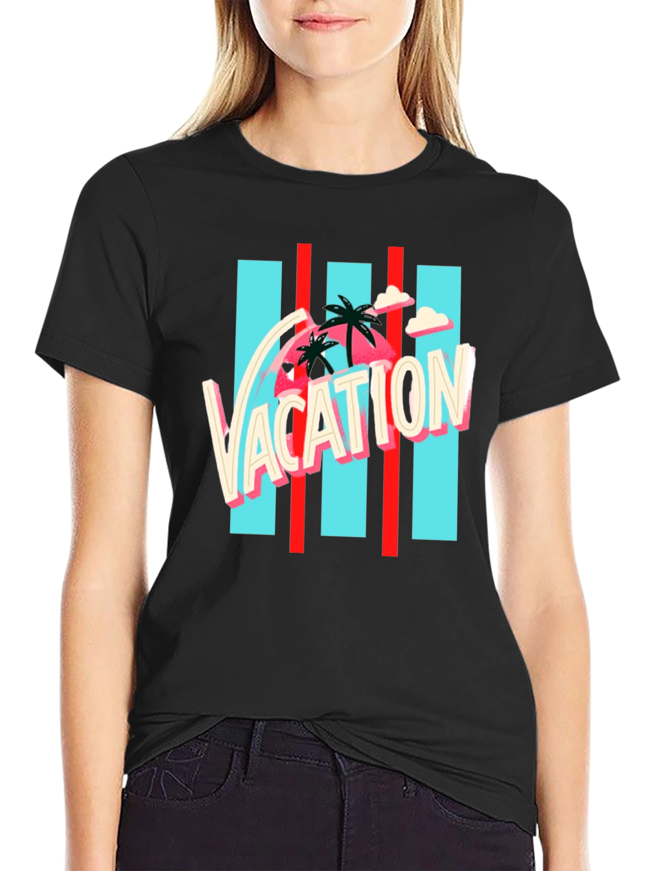 Vacation Graphic Tee - Retro Palm Design - 2