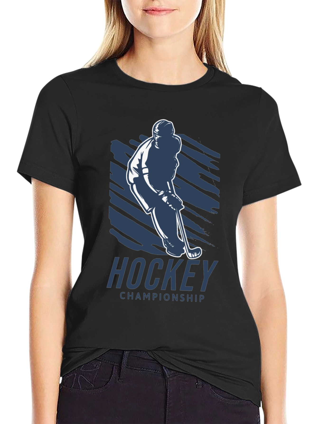 Black Hockey Championship T-Shirt - Black view 2