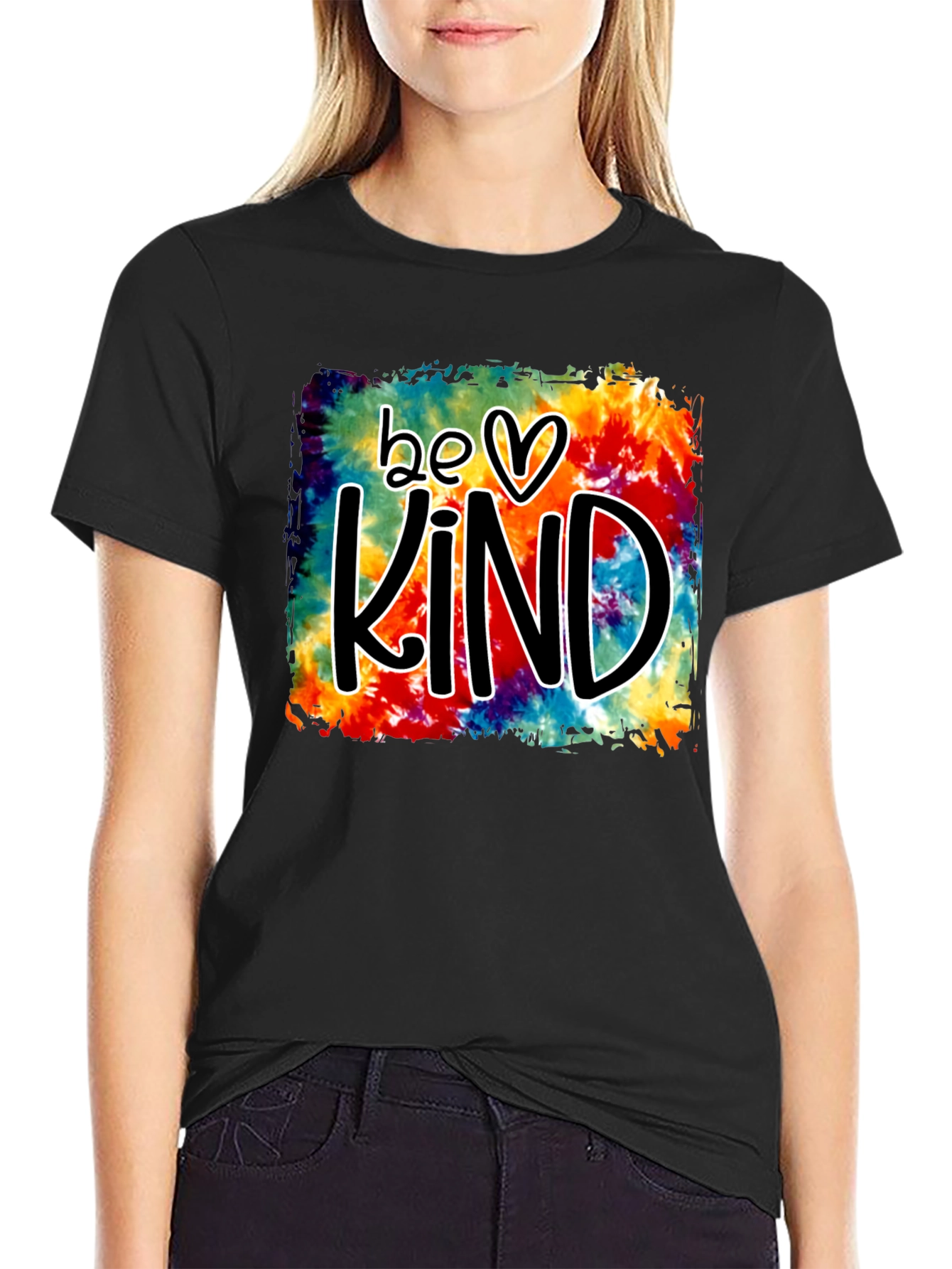 Black Be Kind Tie-Dye Graphic T-Shirt view 2