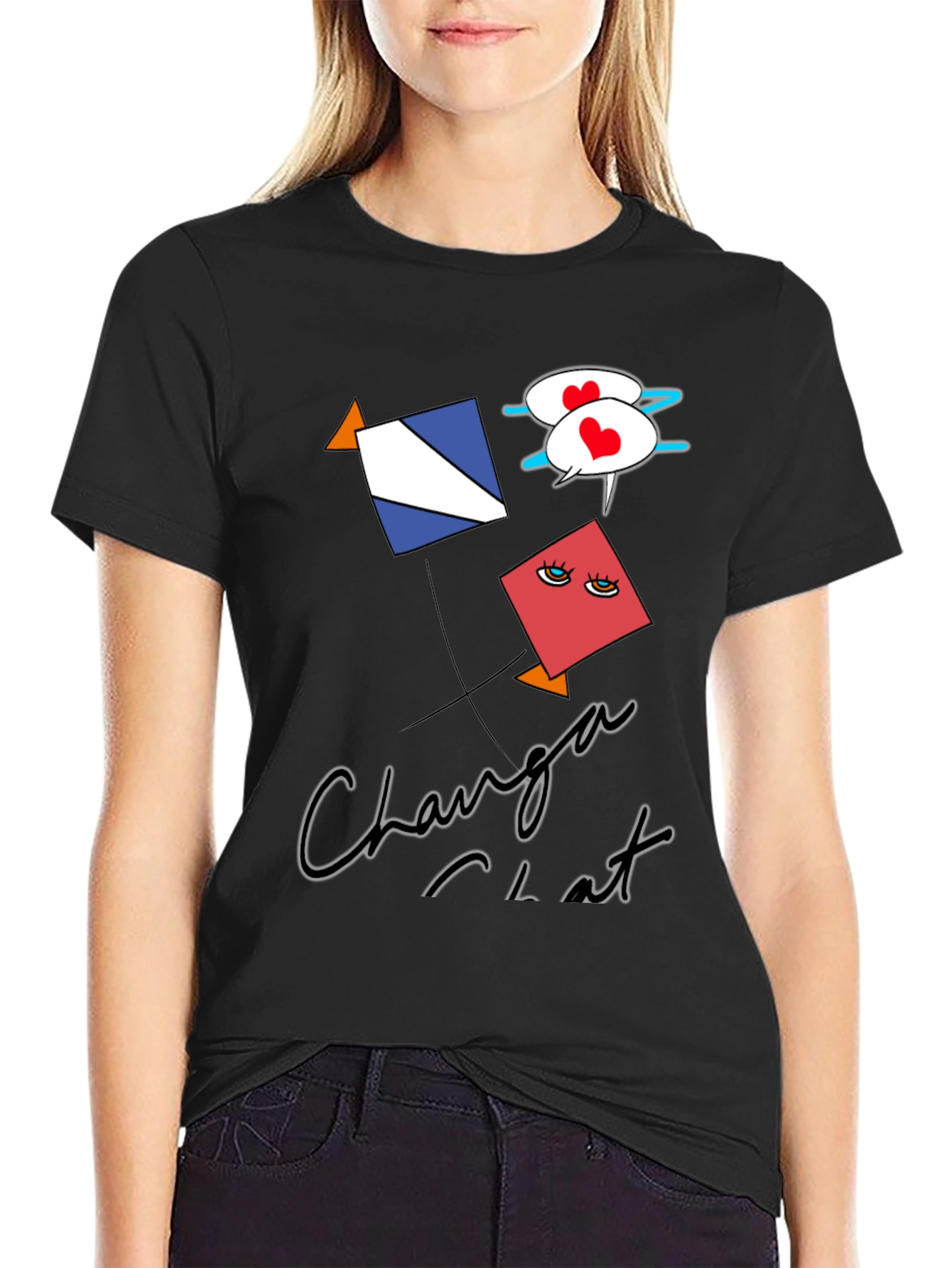 Black Changa Chat Kite Graphic Tee view 2