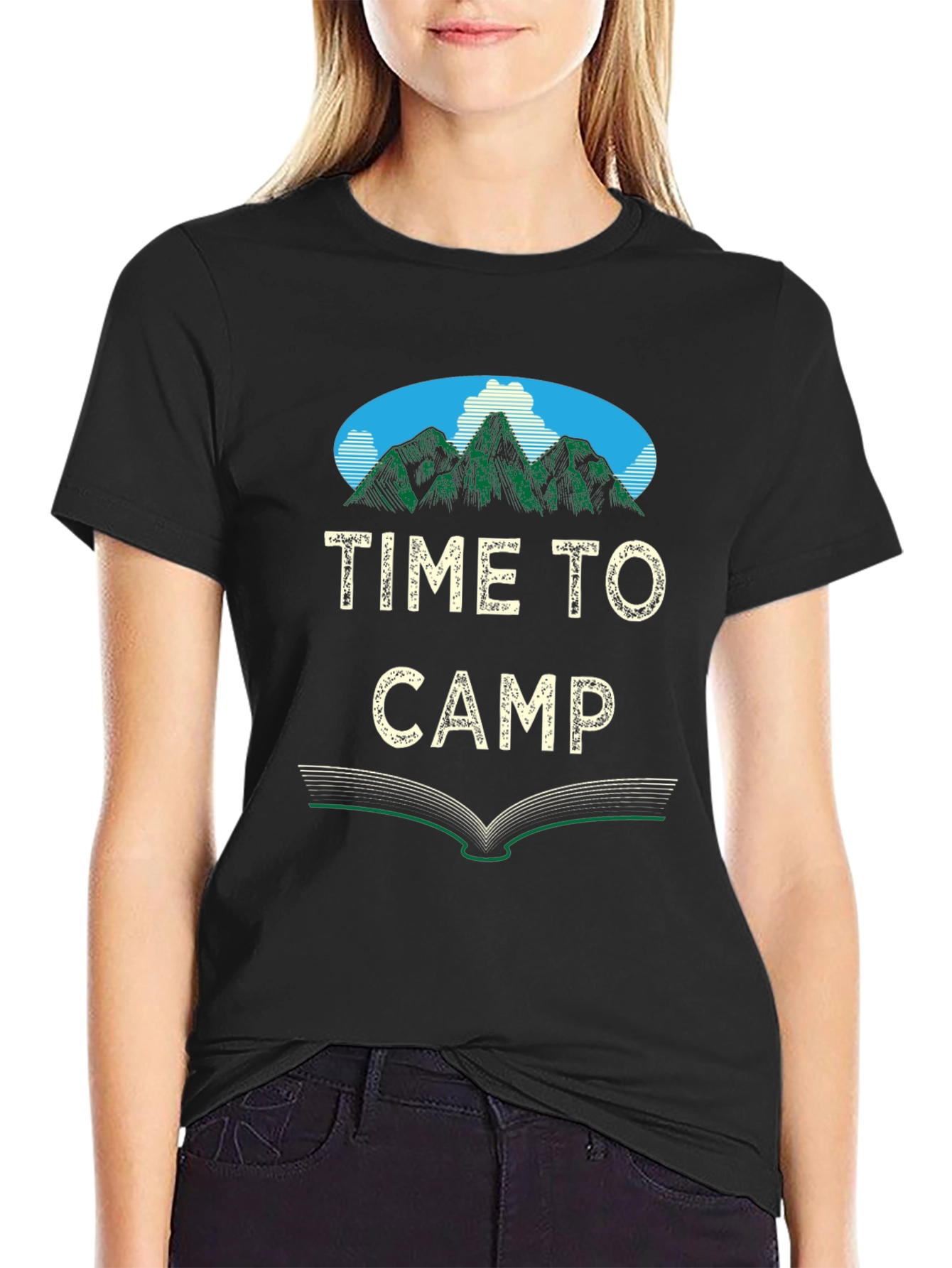 Black Time to Camp Black Graphic Tee view 2