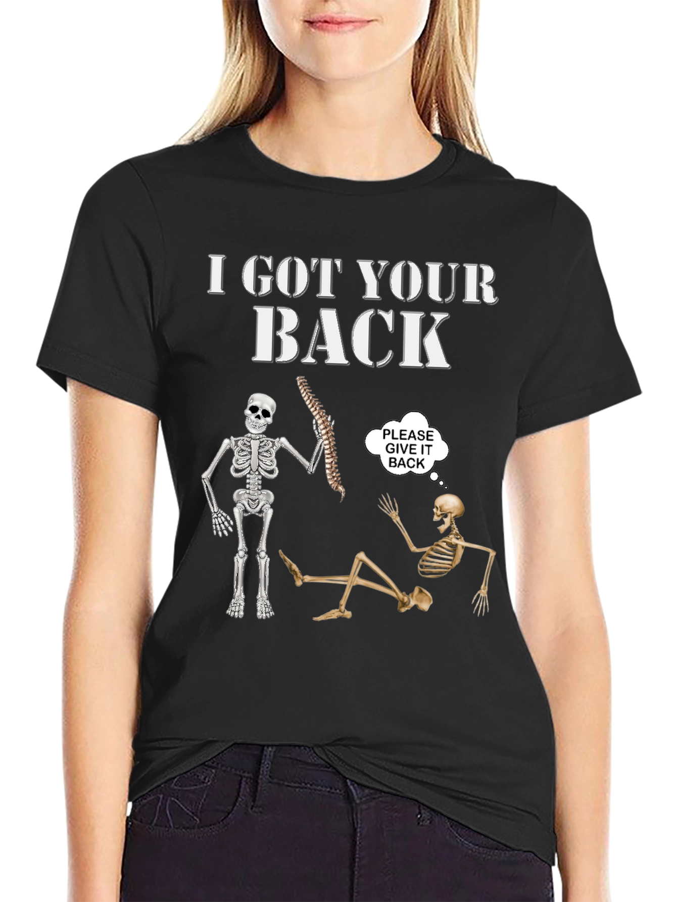 Black I Got Your Back Skeleton Graphic Tee view 2