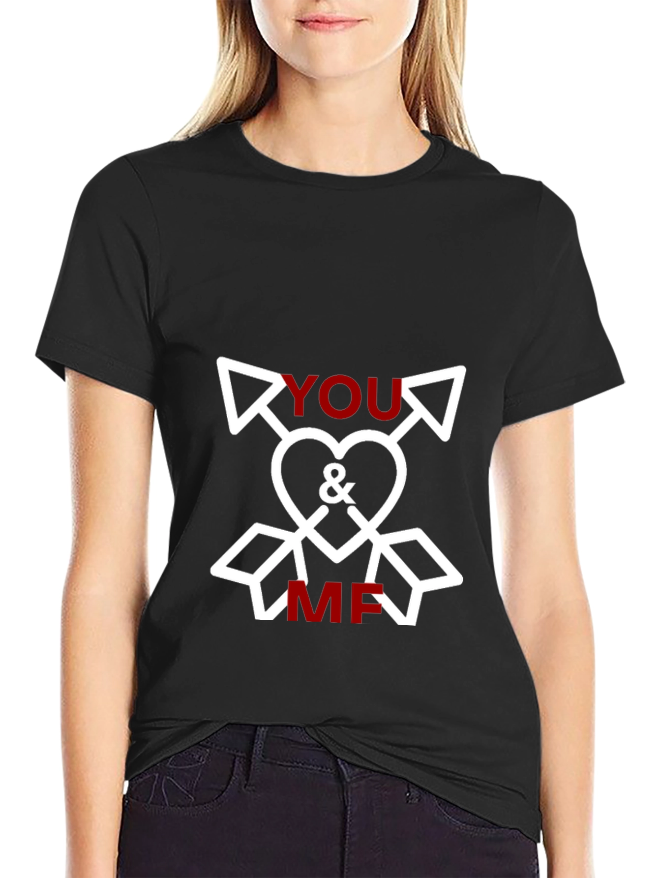Black You & Me Heart Arrows Graphic Tee view 2