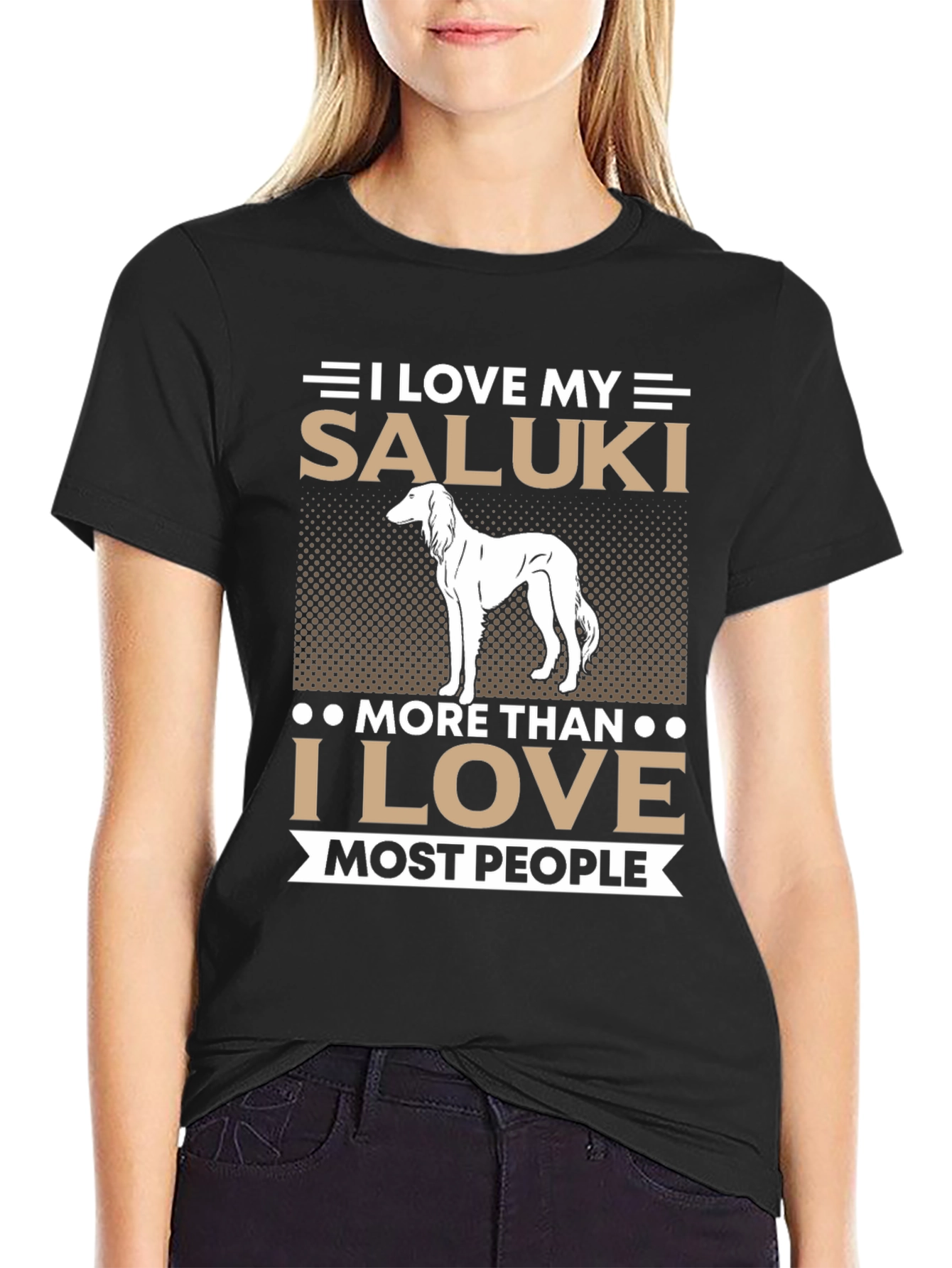 Black I Love My Saluki Dog T-Shirt, Saluki Lover Gift view 2