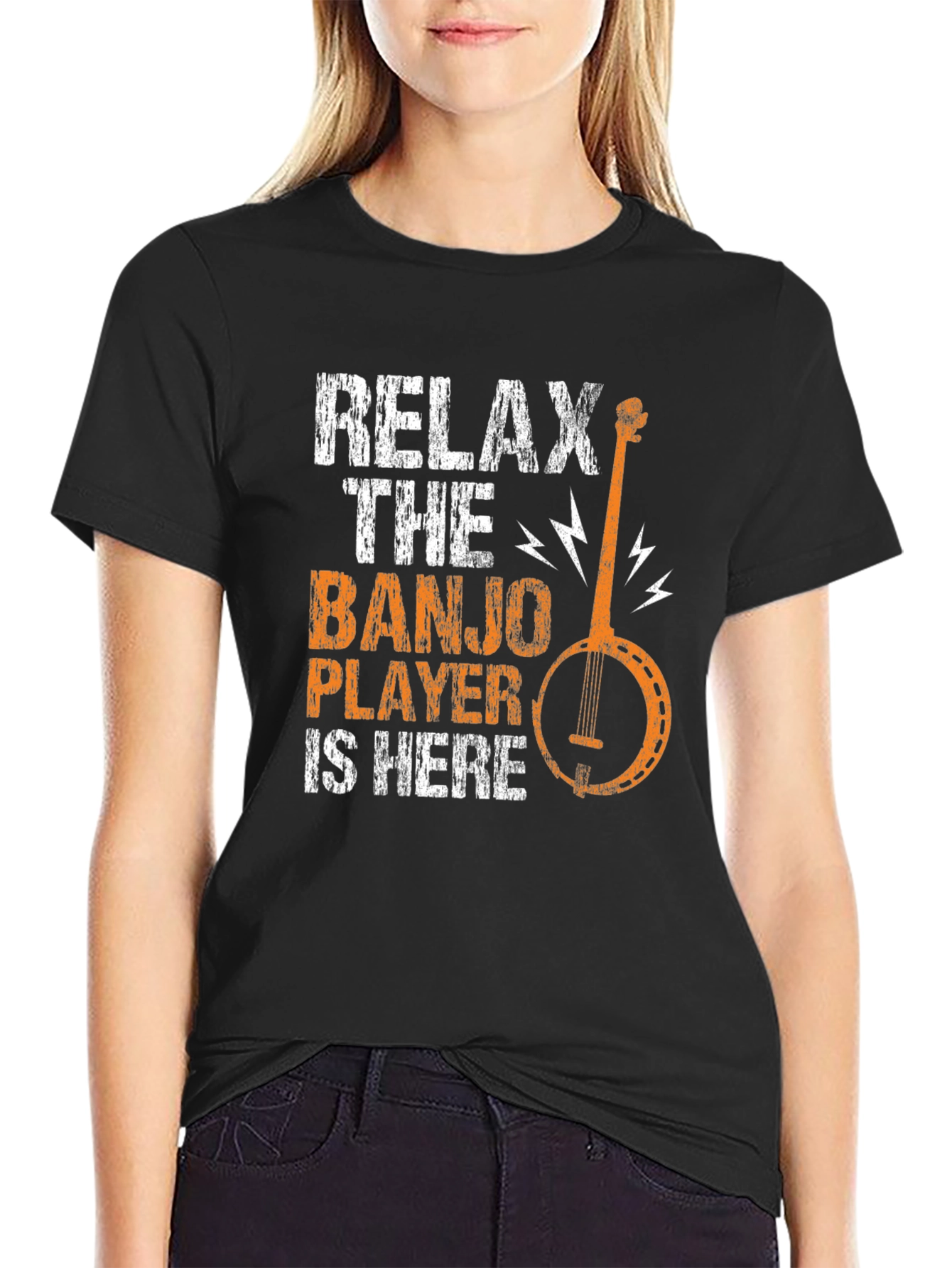 Black Relax The Banjo Player Is Here T-Shirt view 2
