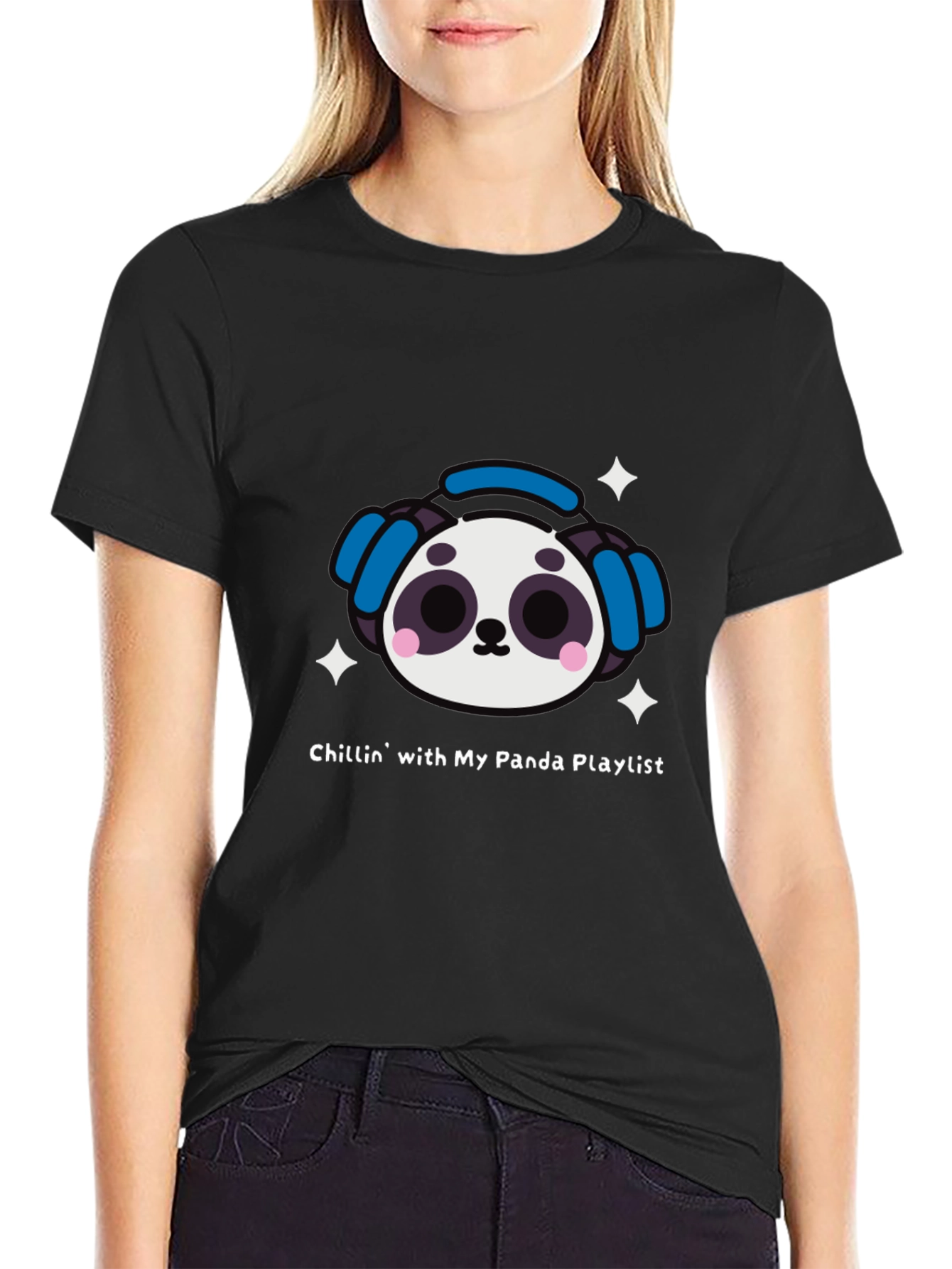 Black Panda Playlist T-Shirt - Chill Vibes view 2