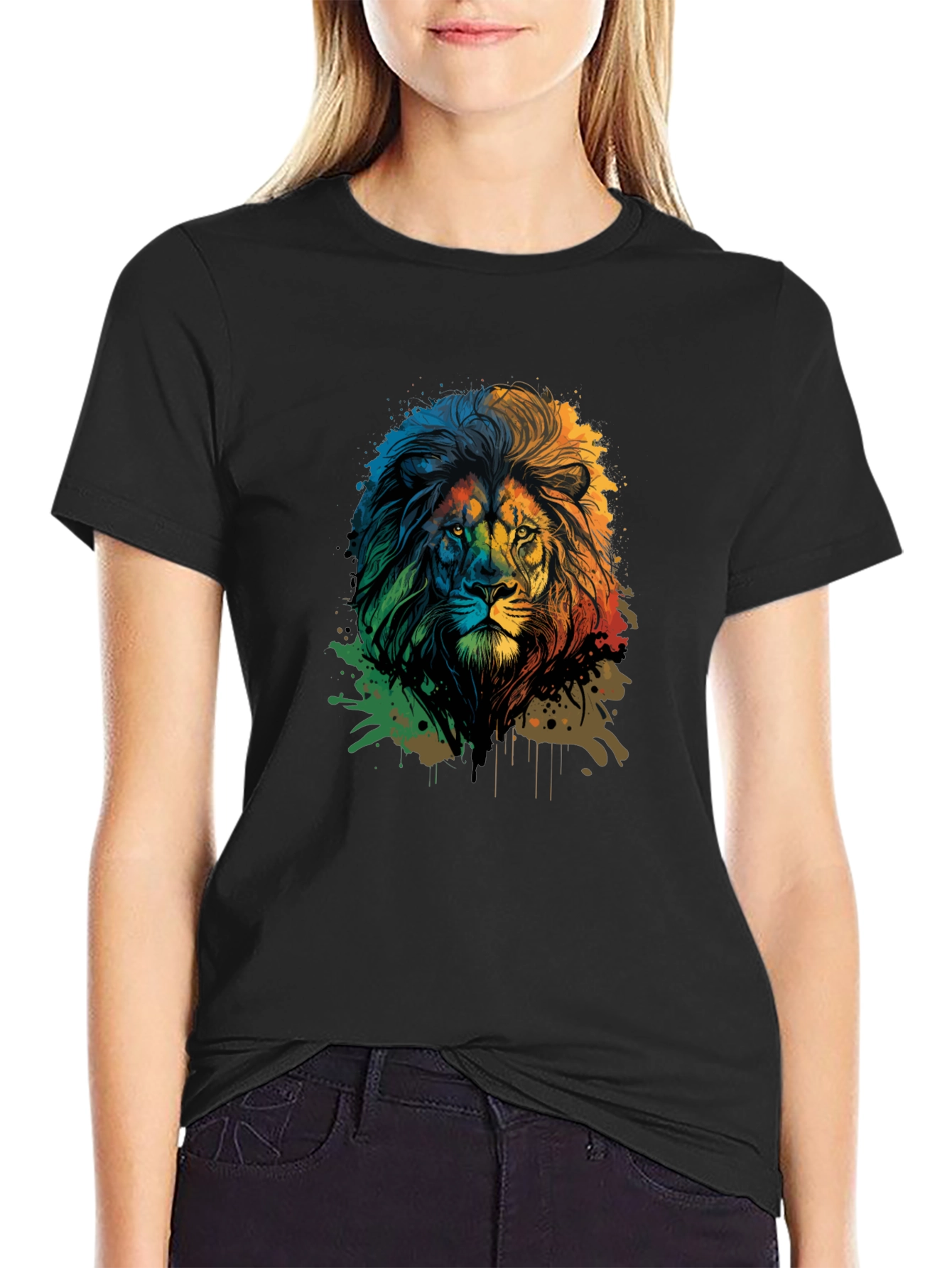Black Lion Graphic Print Black Tee view 2