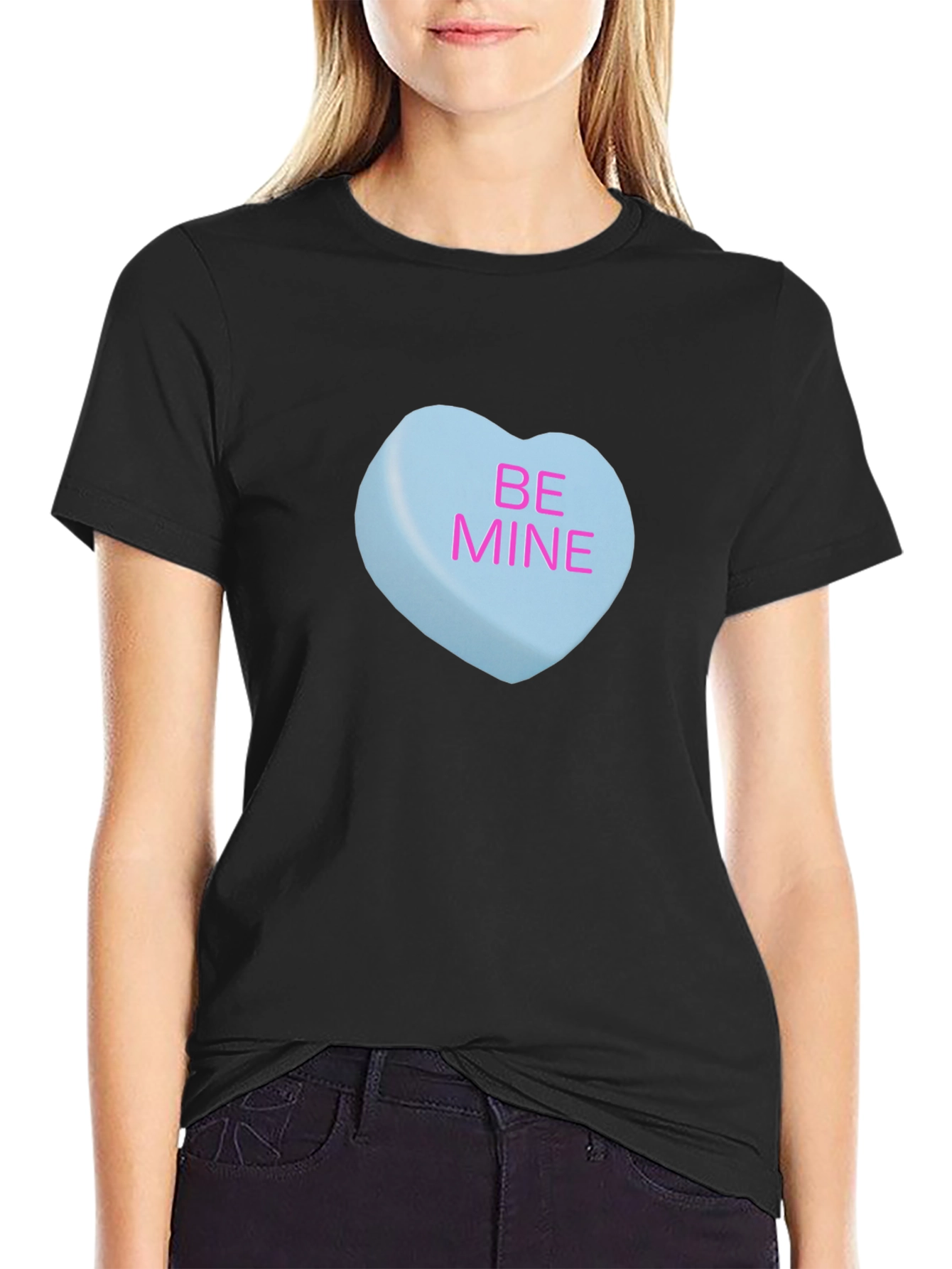 Black Be Mine Heart Candy Graphic T-Shirt view 2