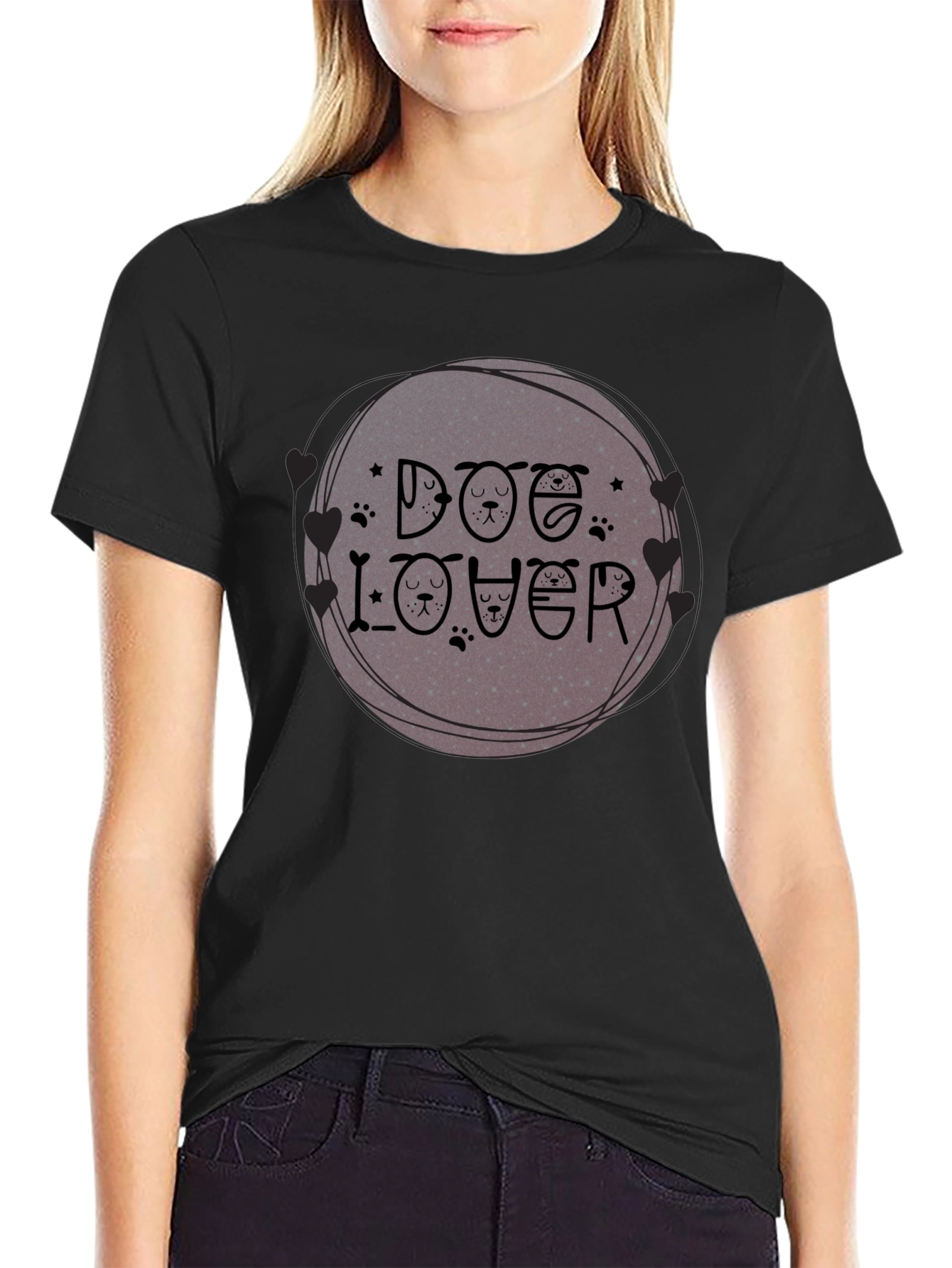 Black Dog Lover Graphic Tee - Unique Pet Design view 2