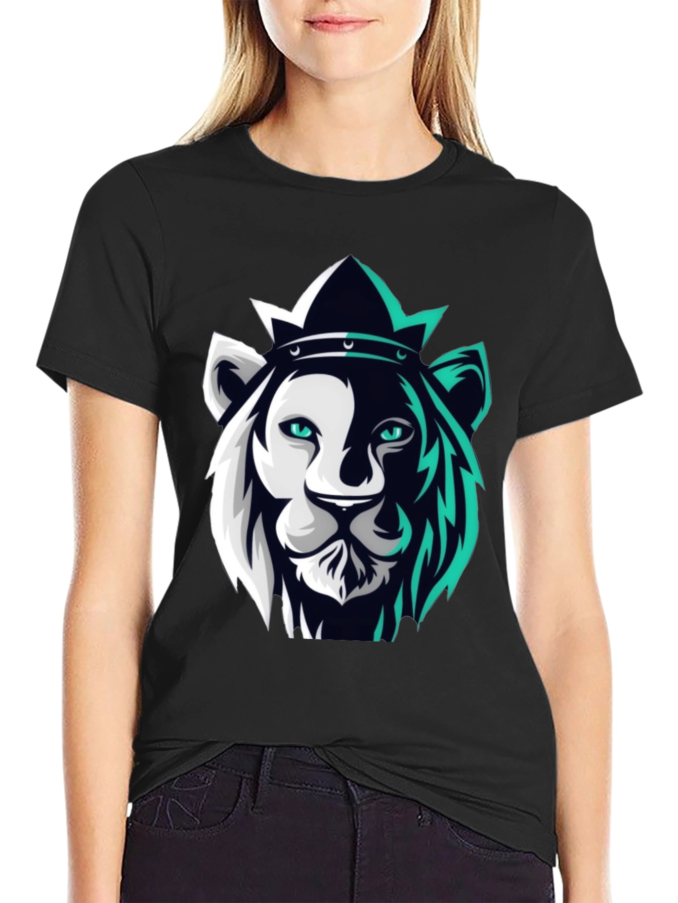 Black Lion King Graphic Tee - Modern Black T-Shirt view 2