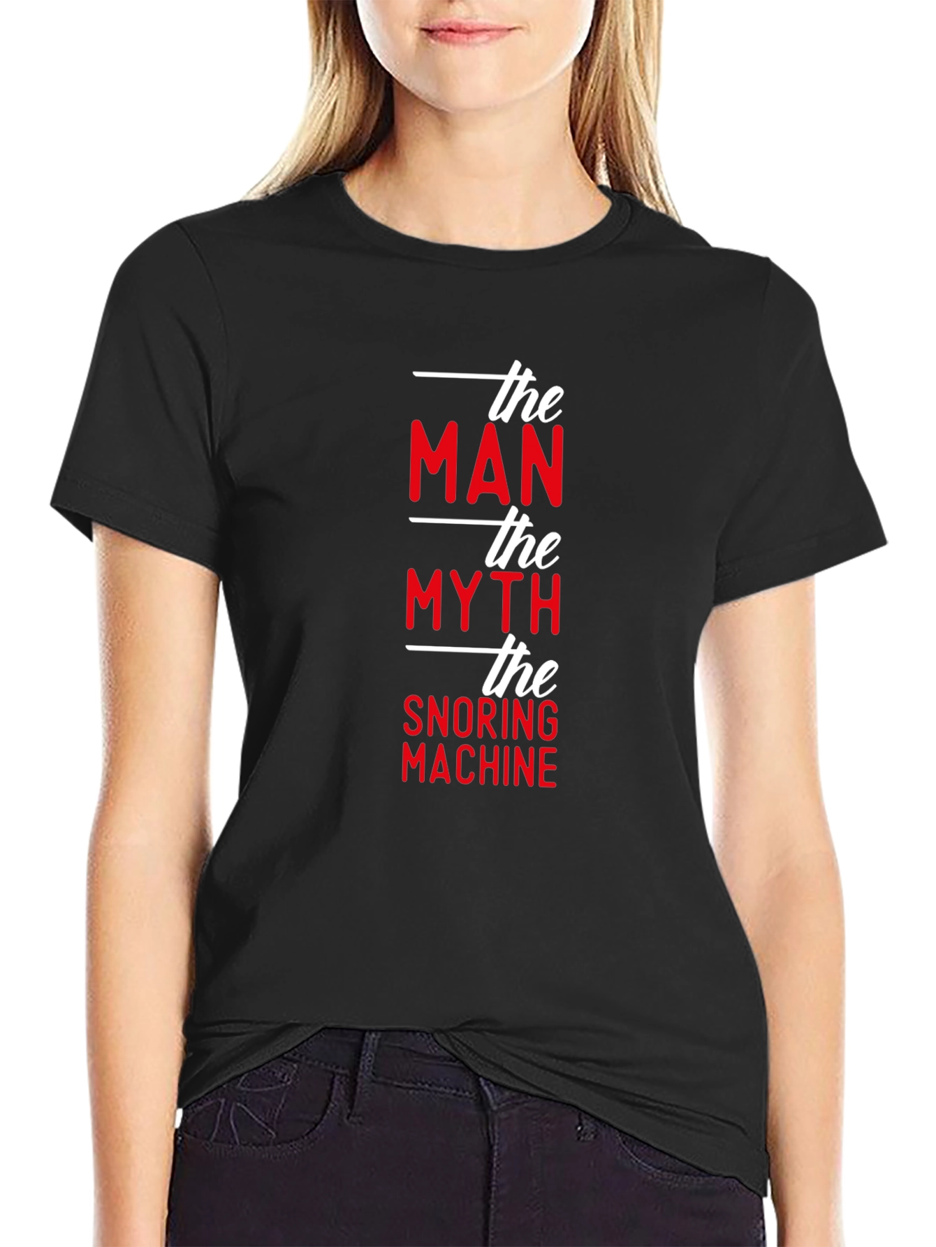 Black The Man, The Myth, The Snoring Machine Funny T-Shirt view 2