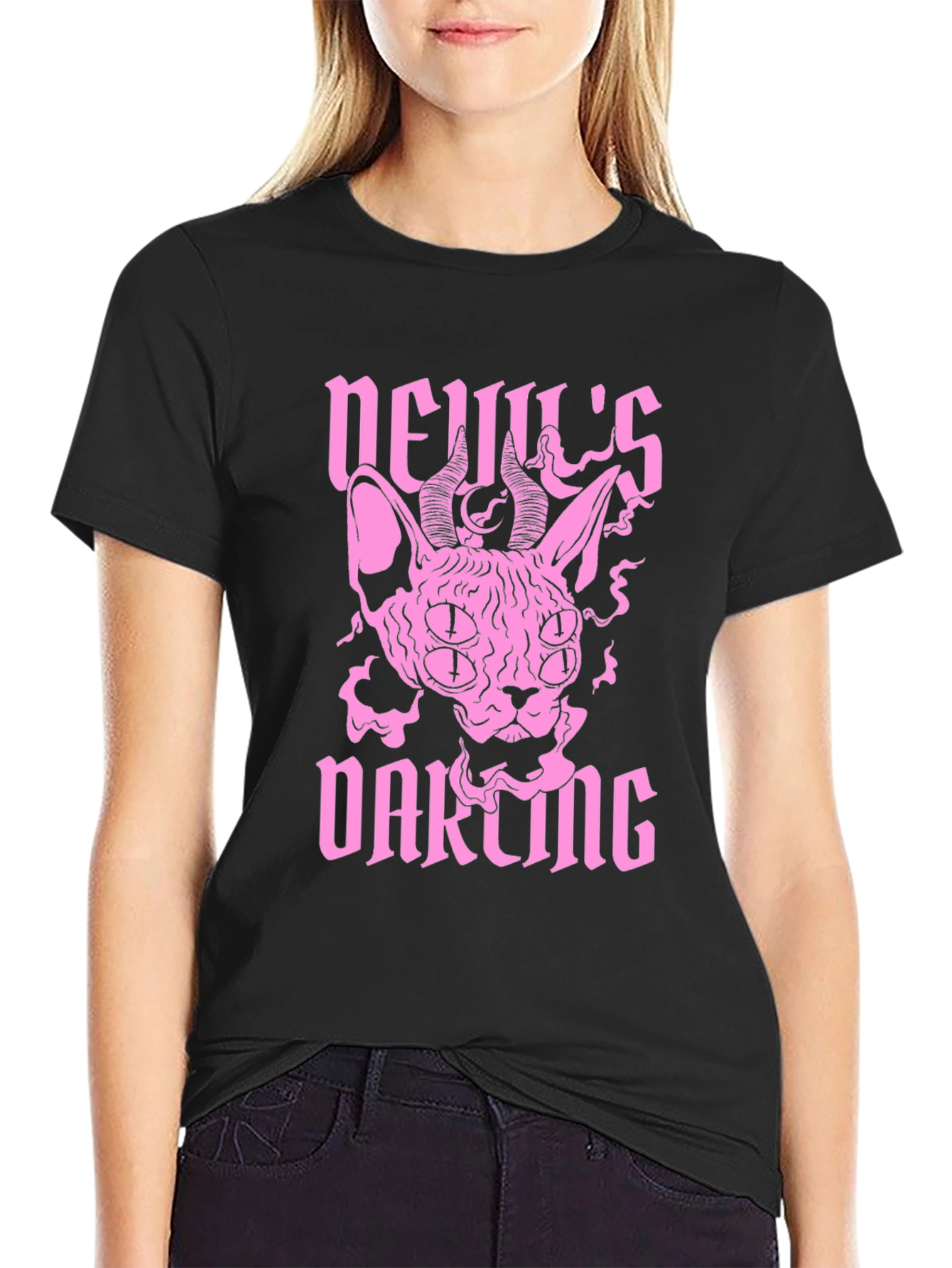 Black Devil's Darling Black Graphic T-Shirt view 2